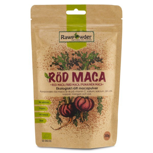 RawPowder Punaista Maca-jauhetta, 200 g