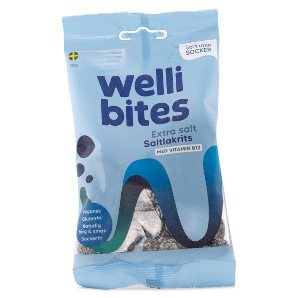 Wellibites Suolalakritsi - Vegaaninen, 70 g