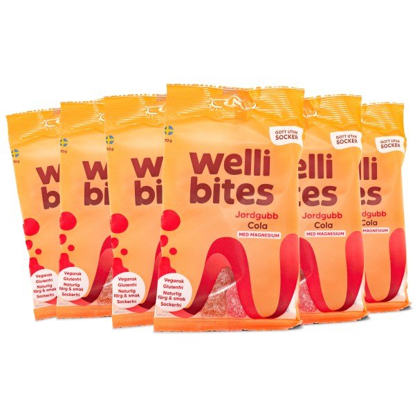 Wellibites Mansikka & Cola - Vegaaninen, 6 kpl pakkaus