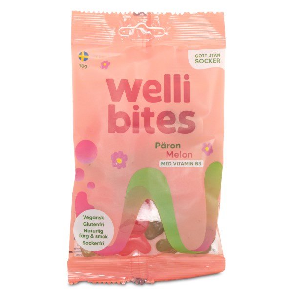 Wellibites Päärynä & Meloni  - Vegaaninen, 70 g