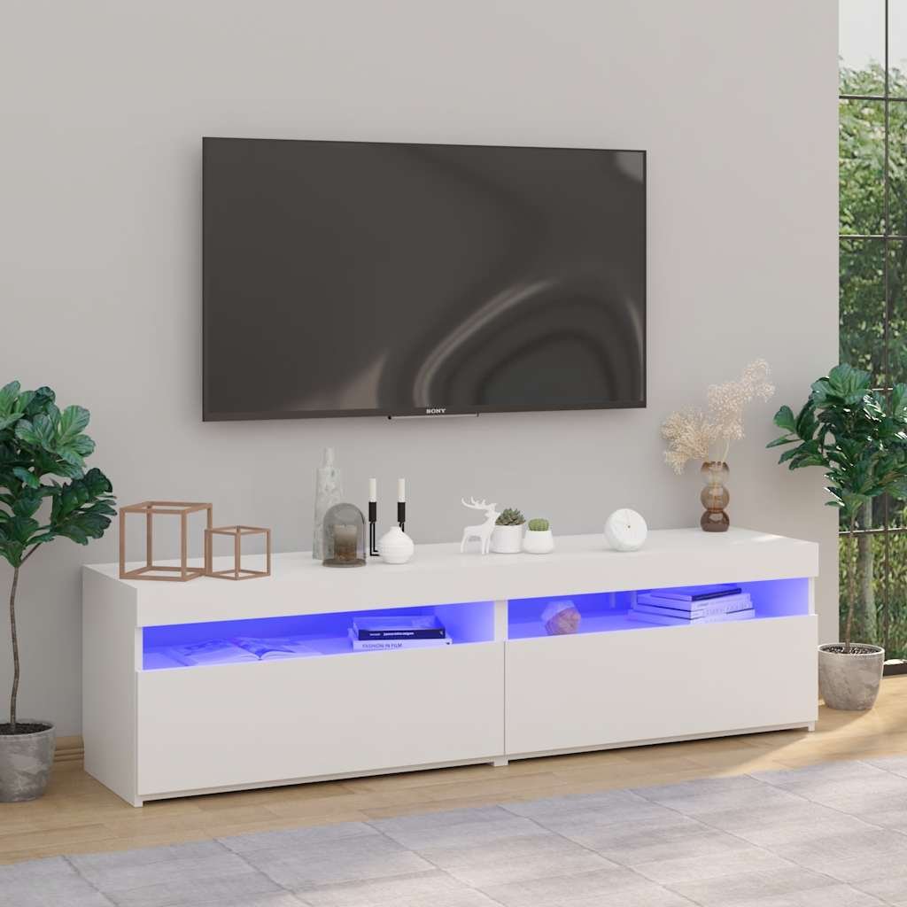 vidaXL TV-tasot 2 kpl LED-valoilla valkoinen 75x35x40 cm