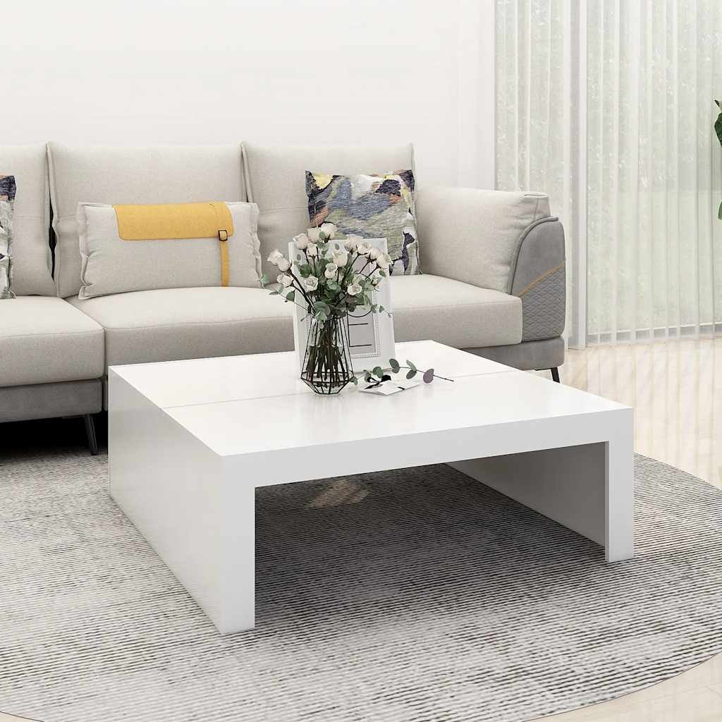 vidaXL Sohvapöytä valkoinen 100x100x35 cm tekninen puu