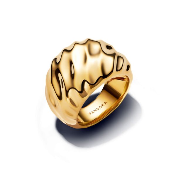Pandora Essence Rippled Statement sormus, keltakullattu, 163884C00
