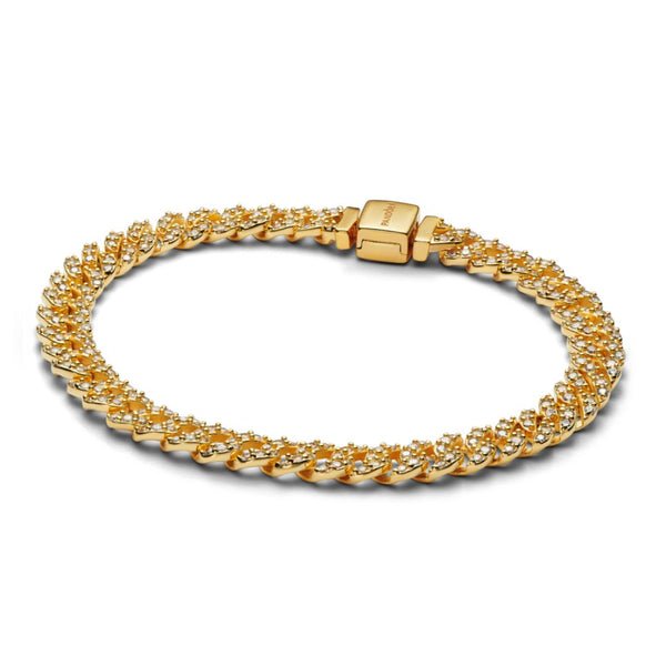 Pandora Timeless Pavé Cuban Chain rannekoru, keltakullattu, 563008C01