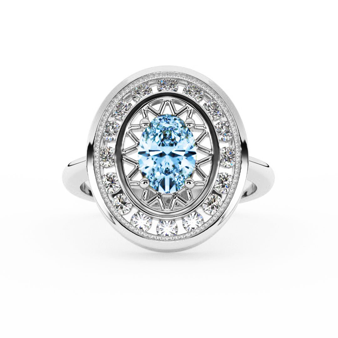 Silván,Silván Carmosier timanttisormus 0,32ct safiirilla, 14K valkokultaa