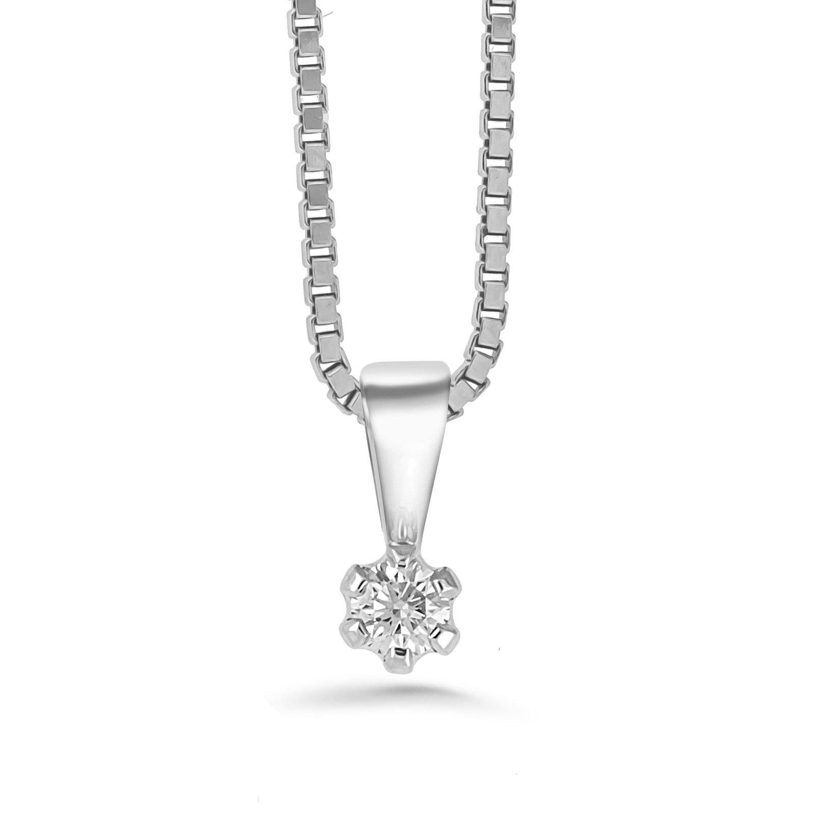 Silván,Solitaire timanttiriipus 0,10ct, 14K valkokultaa, Solitaire-mallisto