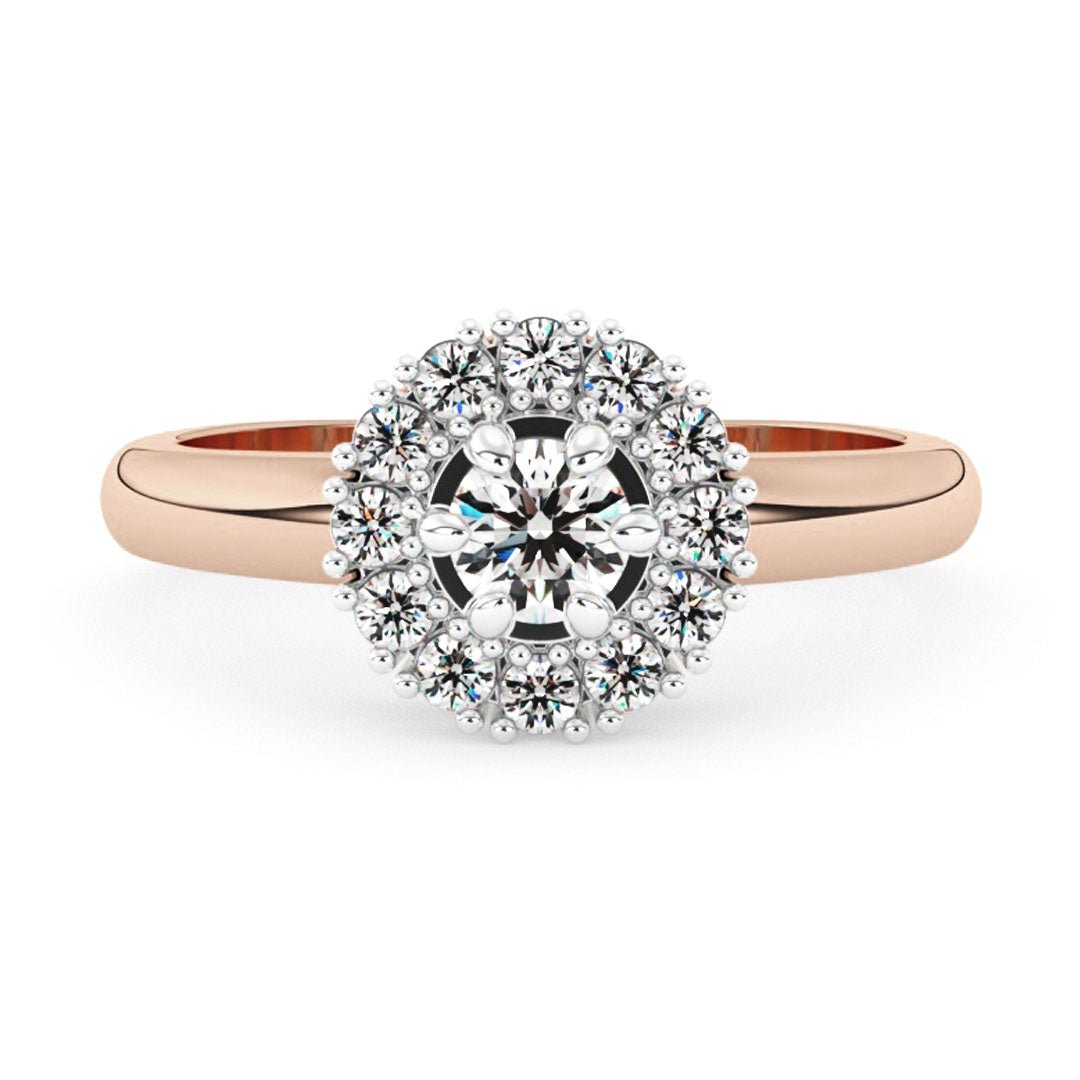 Silván,Halo timanttisormus 0,42ct, 14K rosekultaa, Lauriel-mallisto