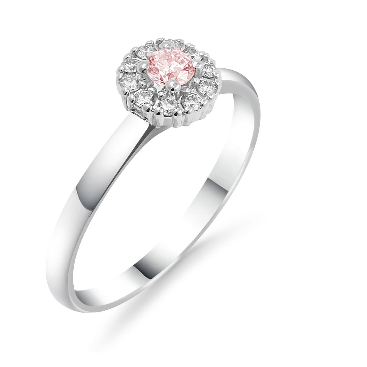 Silván,Halo timanttisormus 0,10ct morganiitilla, 14K valkokultaa, Lauriel-mallisto