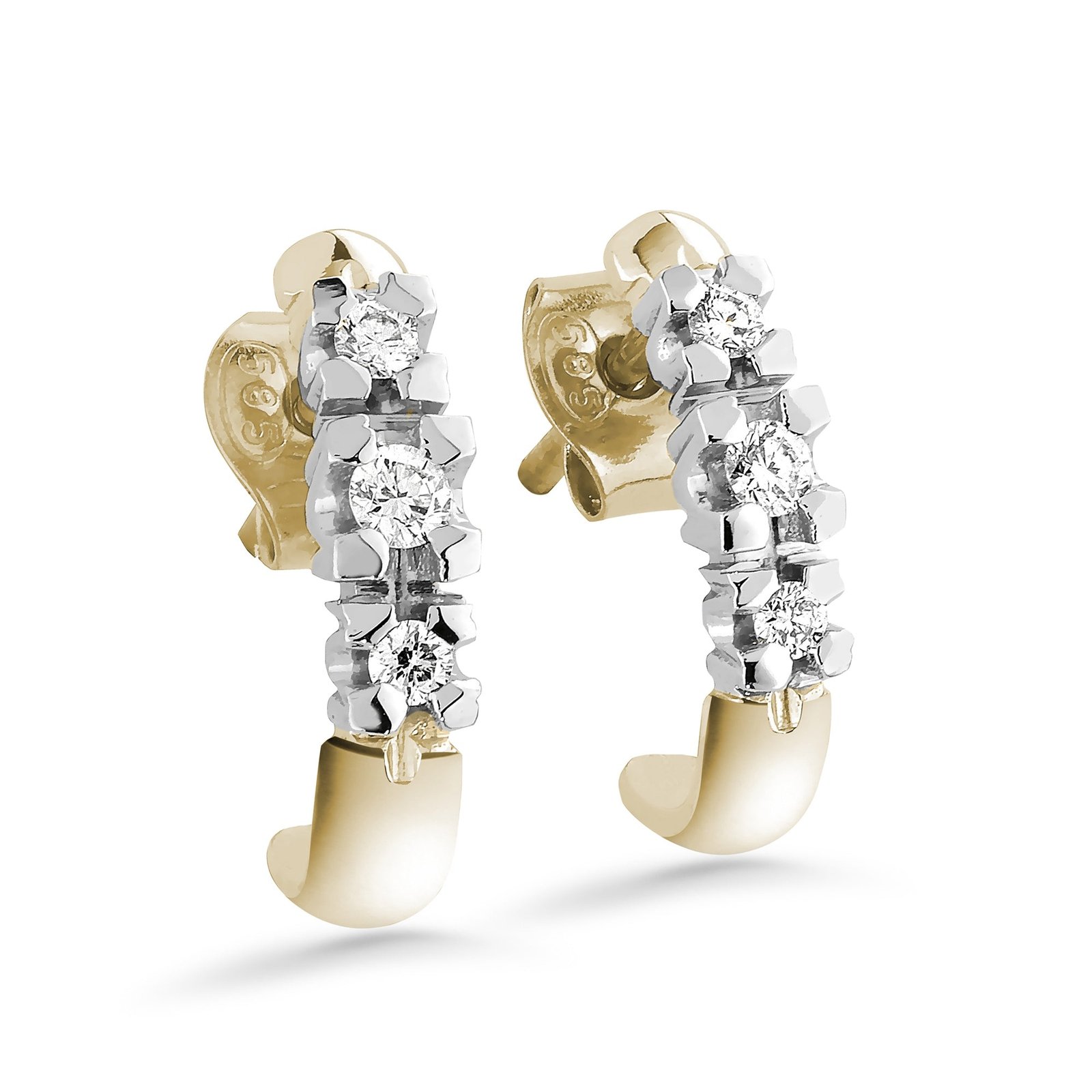 Silván,Timanttikorvakorut 0,14ct, 14K keltakultaa, Charlotte-mallisto