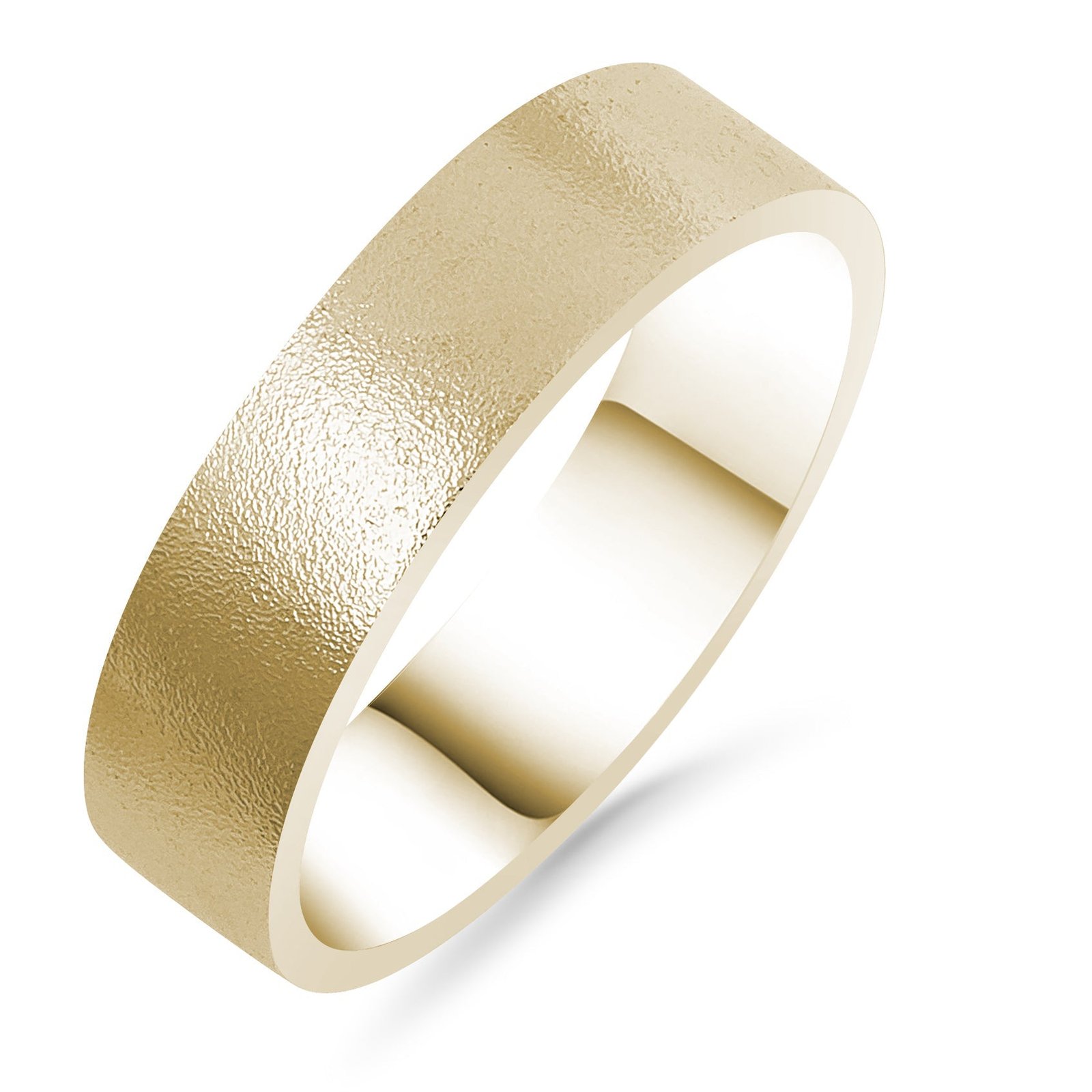 Silván,Silván kihlasormus, lasikuulapuhallettu pinta 5mm flakka, 14K keltakultaa