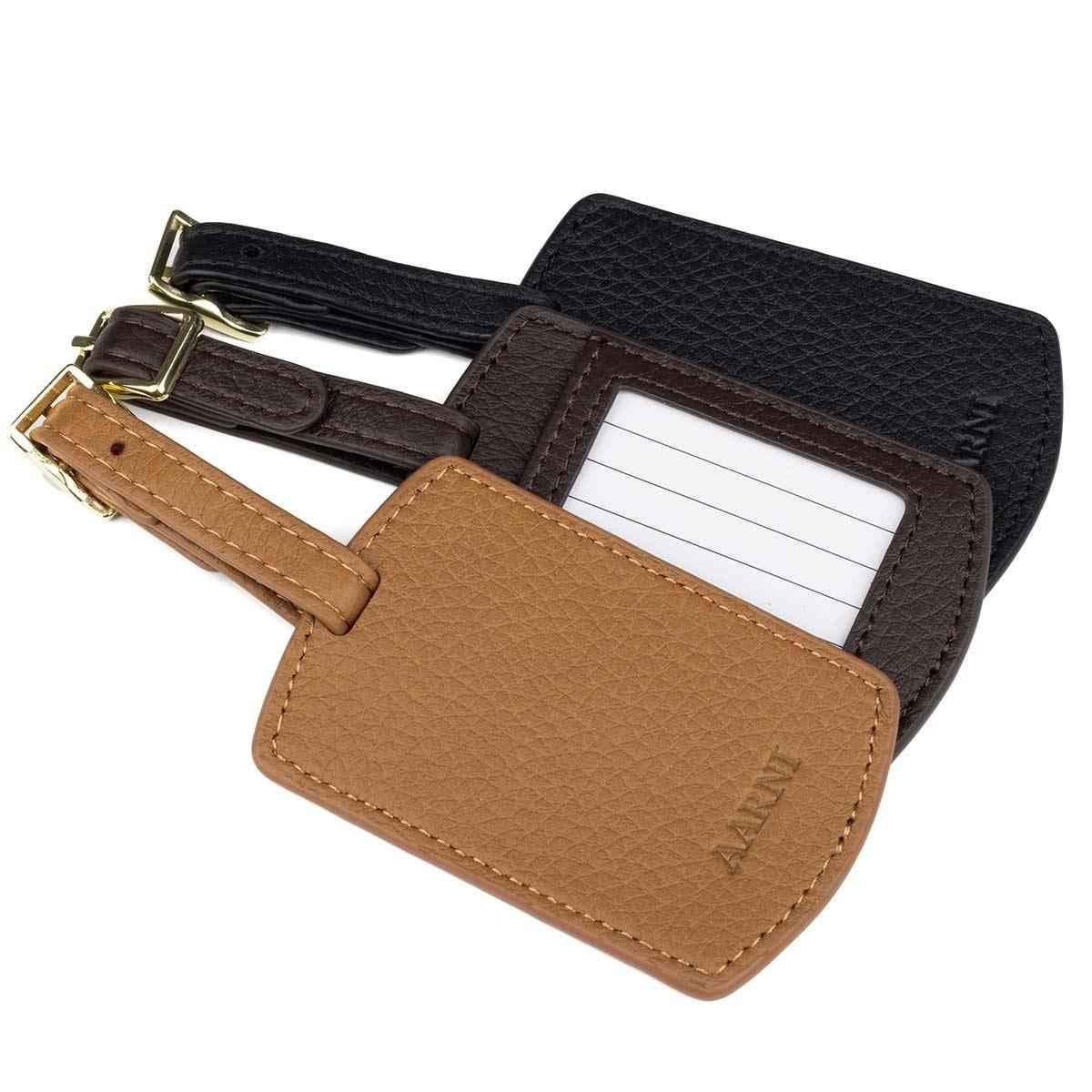 Hirvennahkainen matkalaukun nimikortti