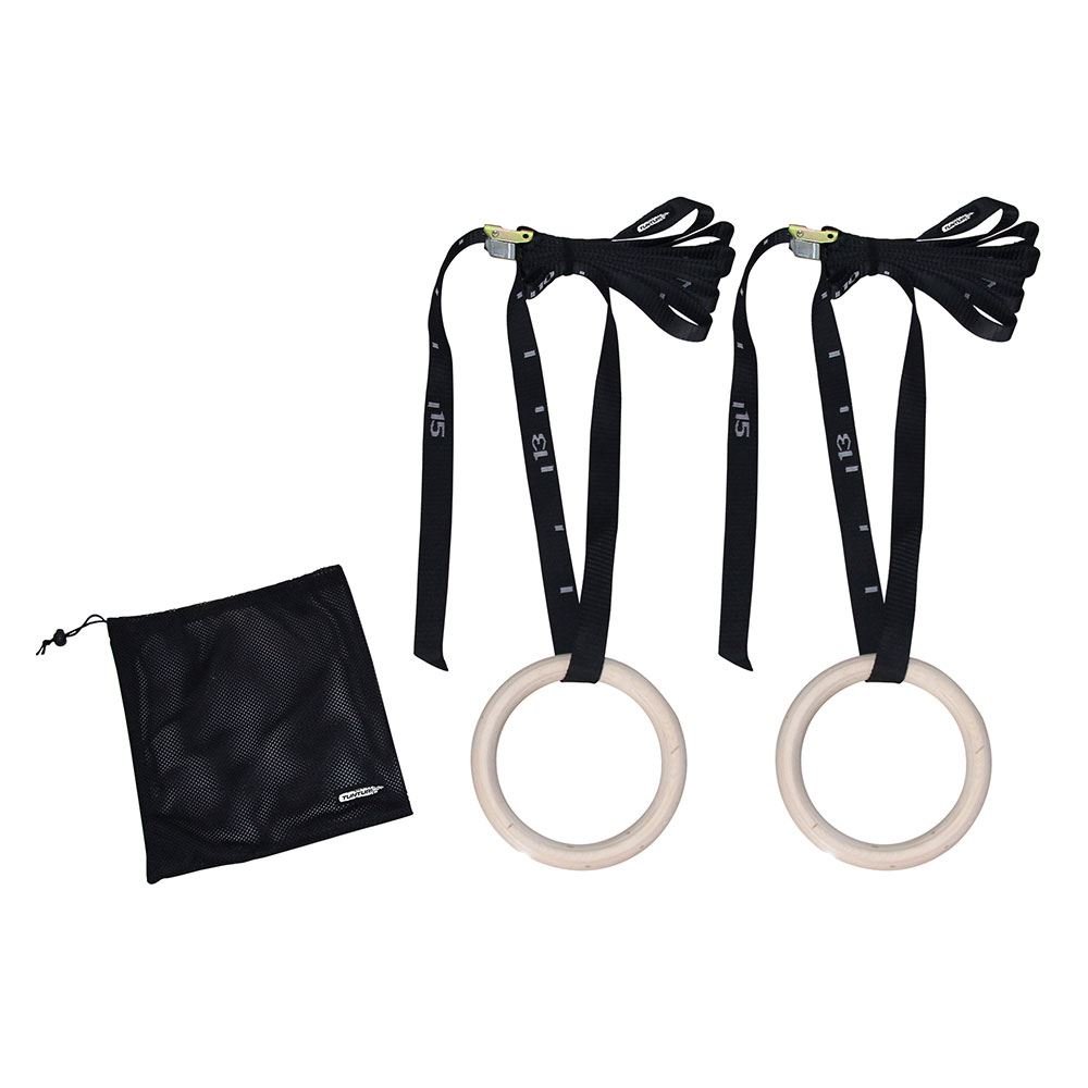 Tunturi Fitness Gym Rings Wood 23 cm, Voimistelurenkaat