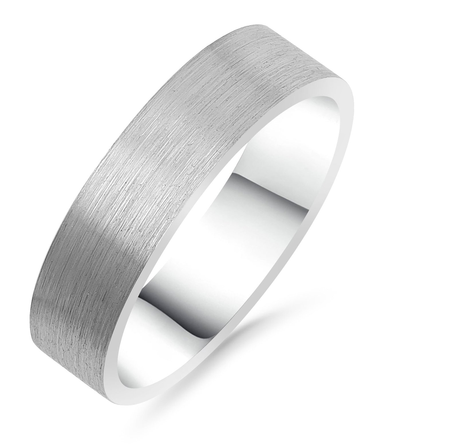 Silván,Silván kihlasormus, harjattu pinta 5mm flakka, 14K valkokultaa