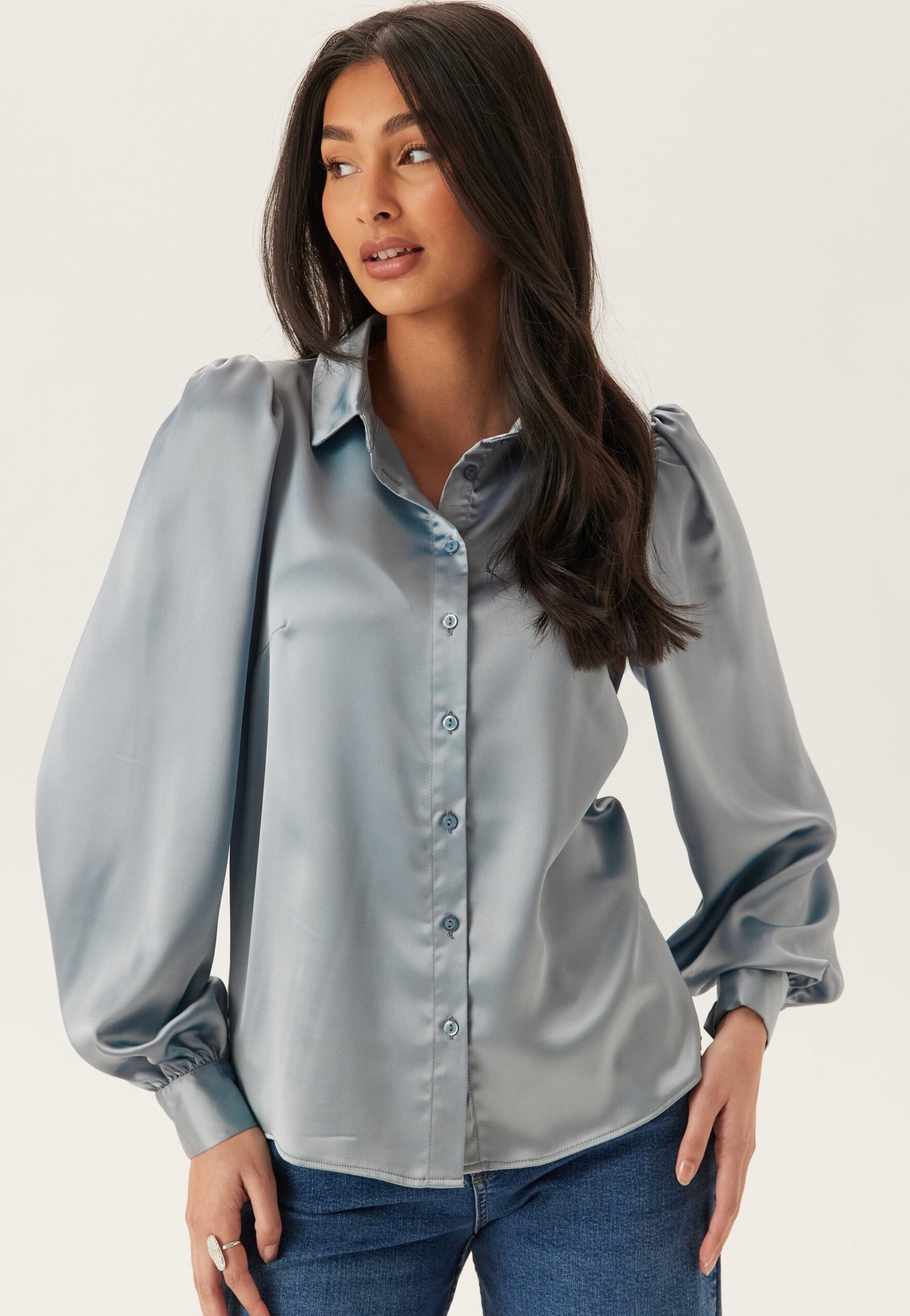 Puff Sleeve Satin Shirt