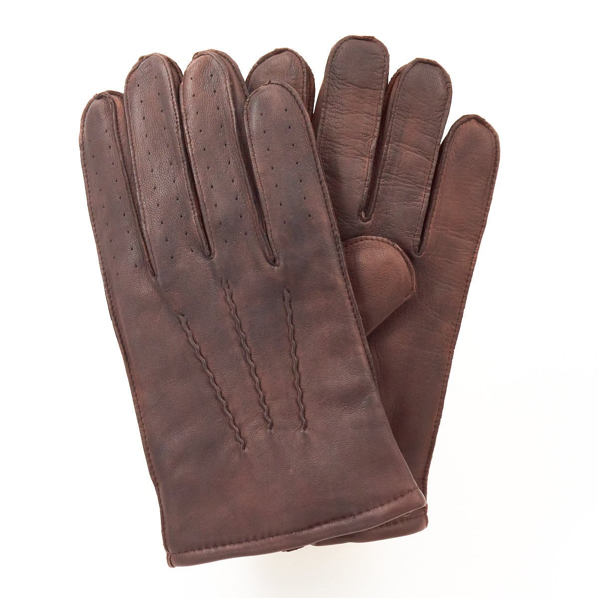 Nahkahanskat villavuorilla, tummanruskea 9 1/2