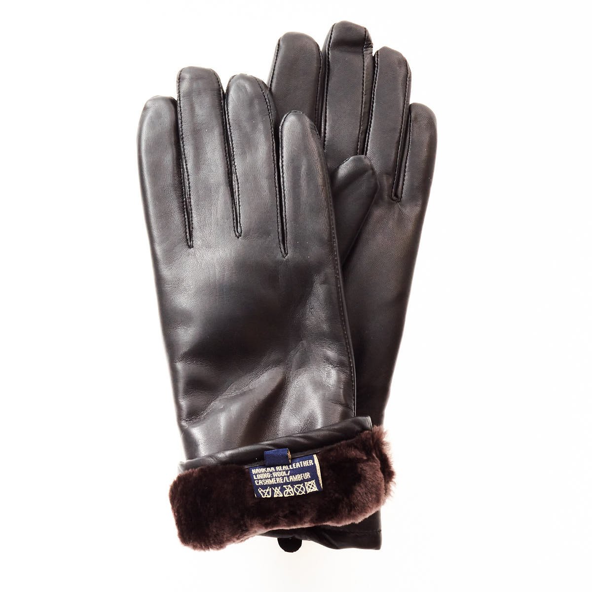 Nahkakäsineet, lammasturkisvuori, musta 8