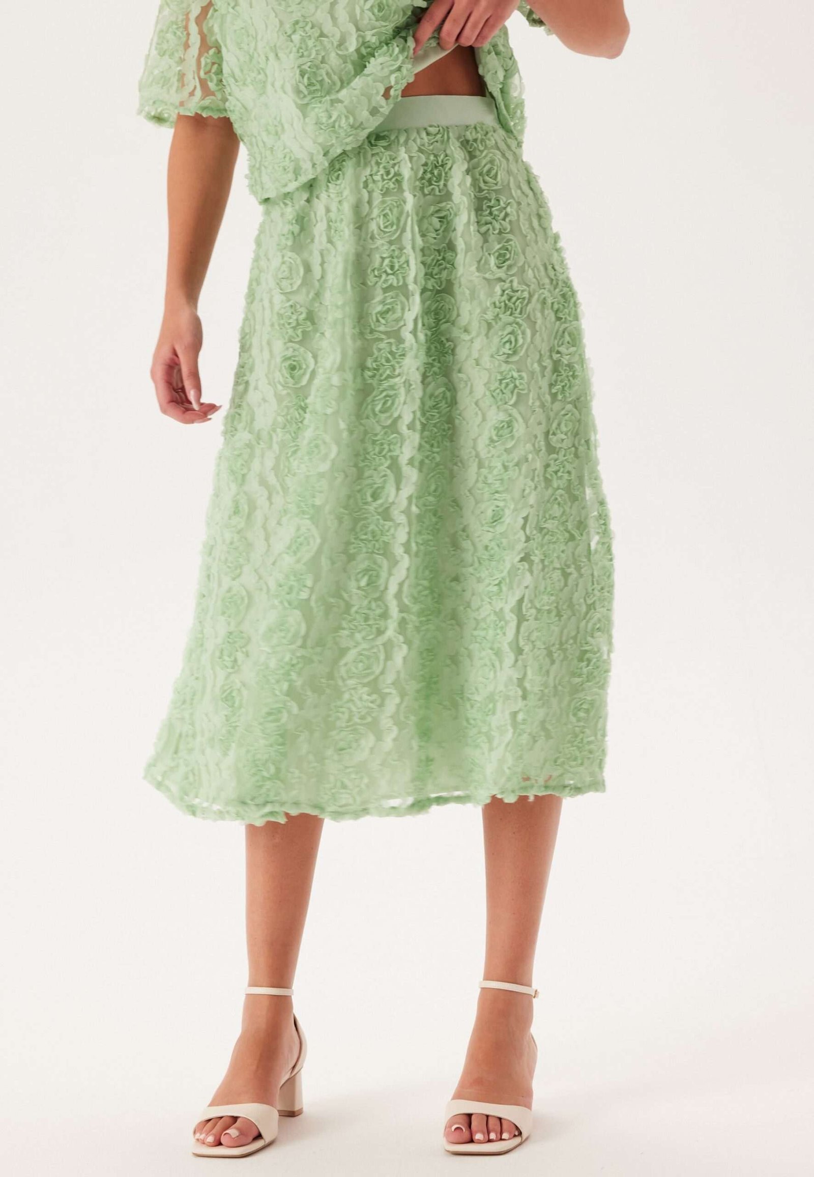 3D Flower Midi Skirt