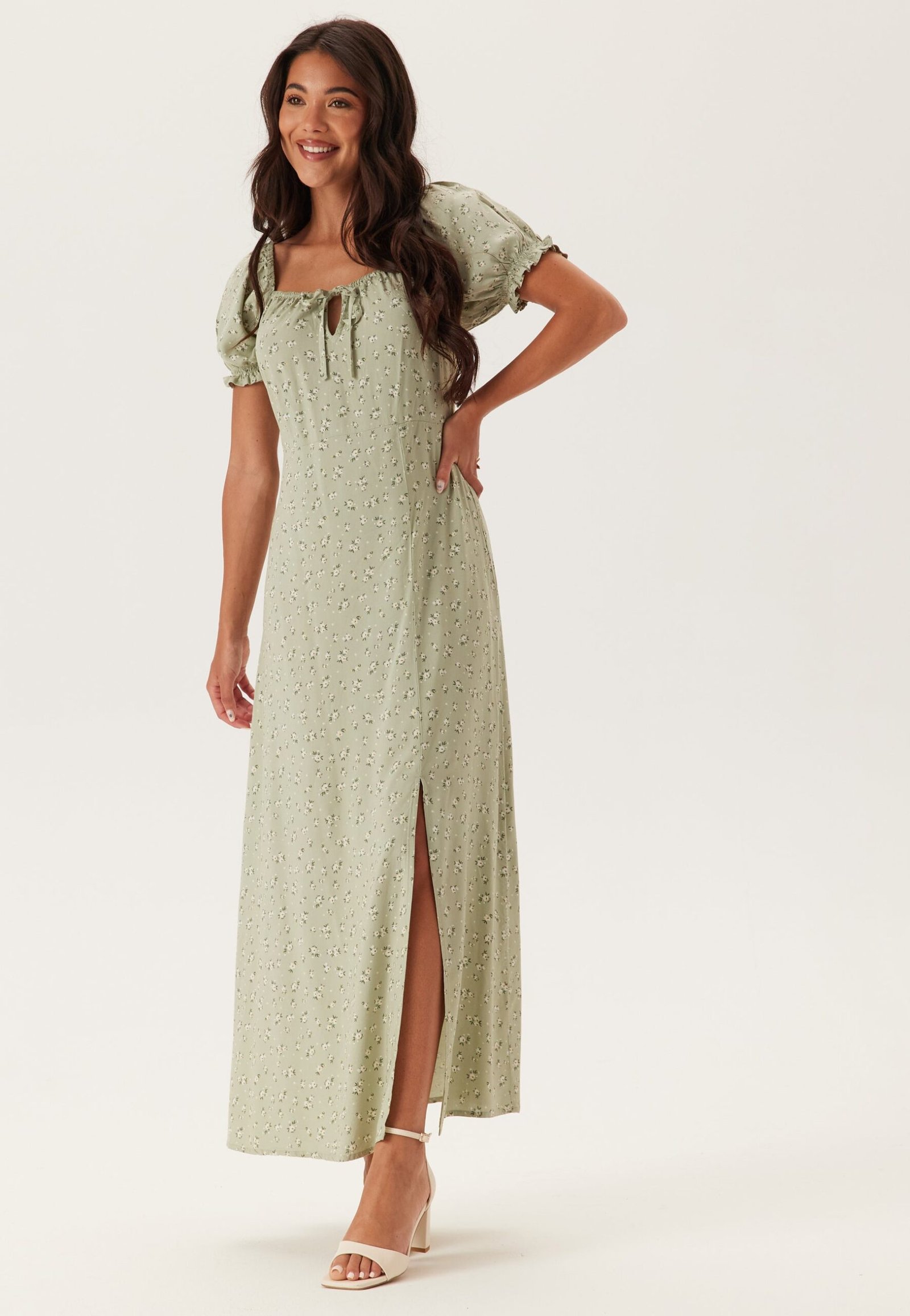 Front Tie Long Viscose Dress