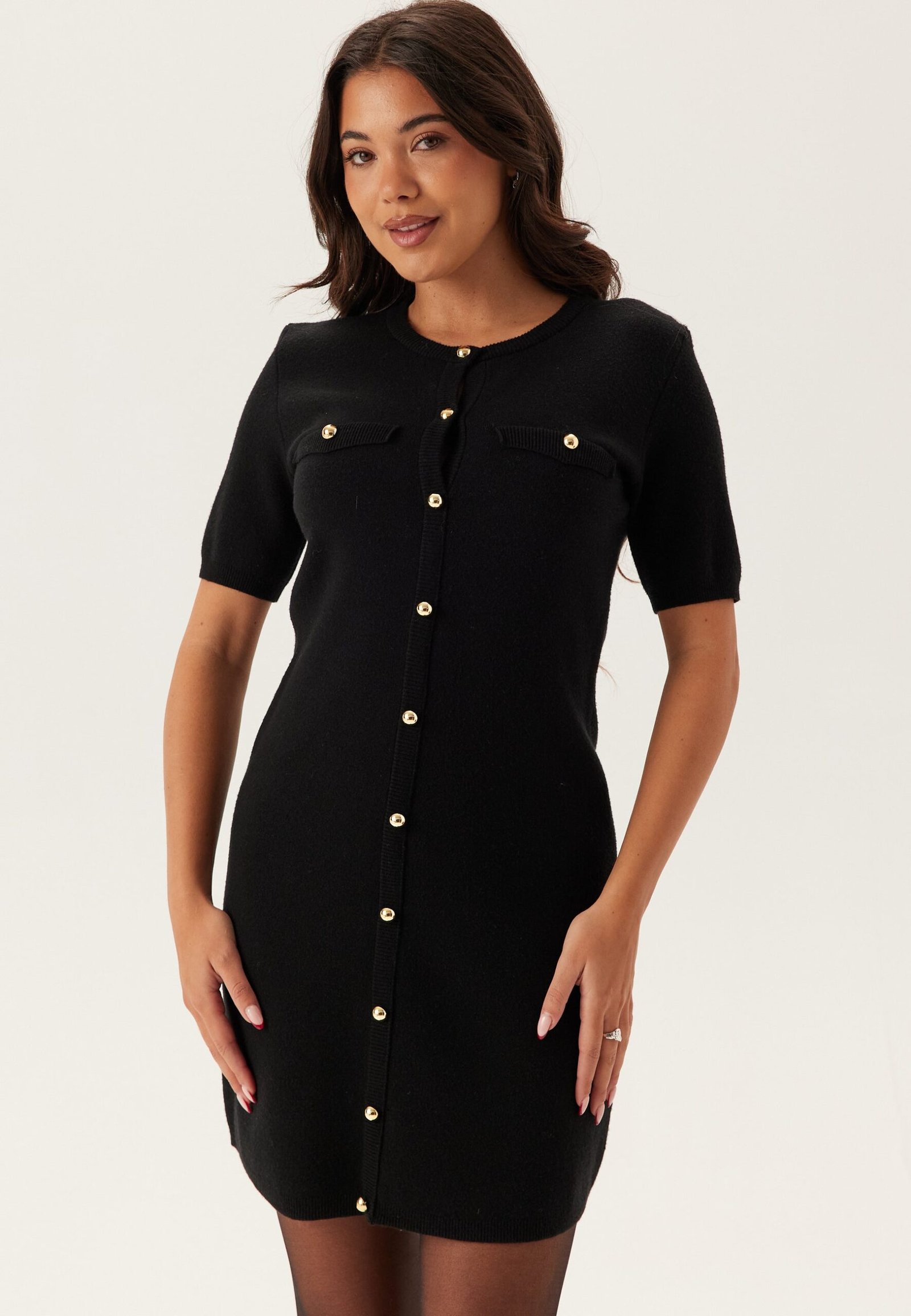 Knitted Gold Button Dress
