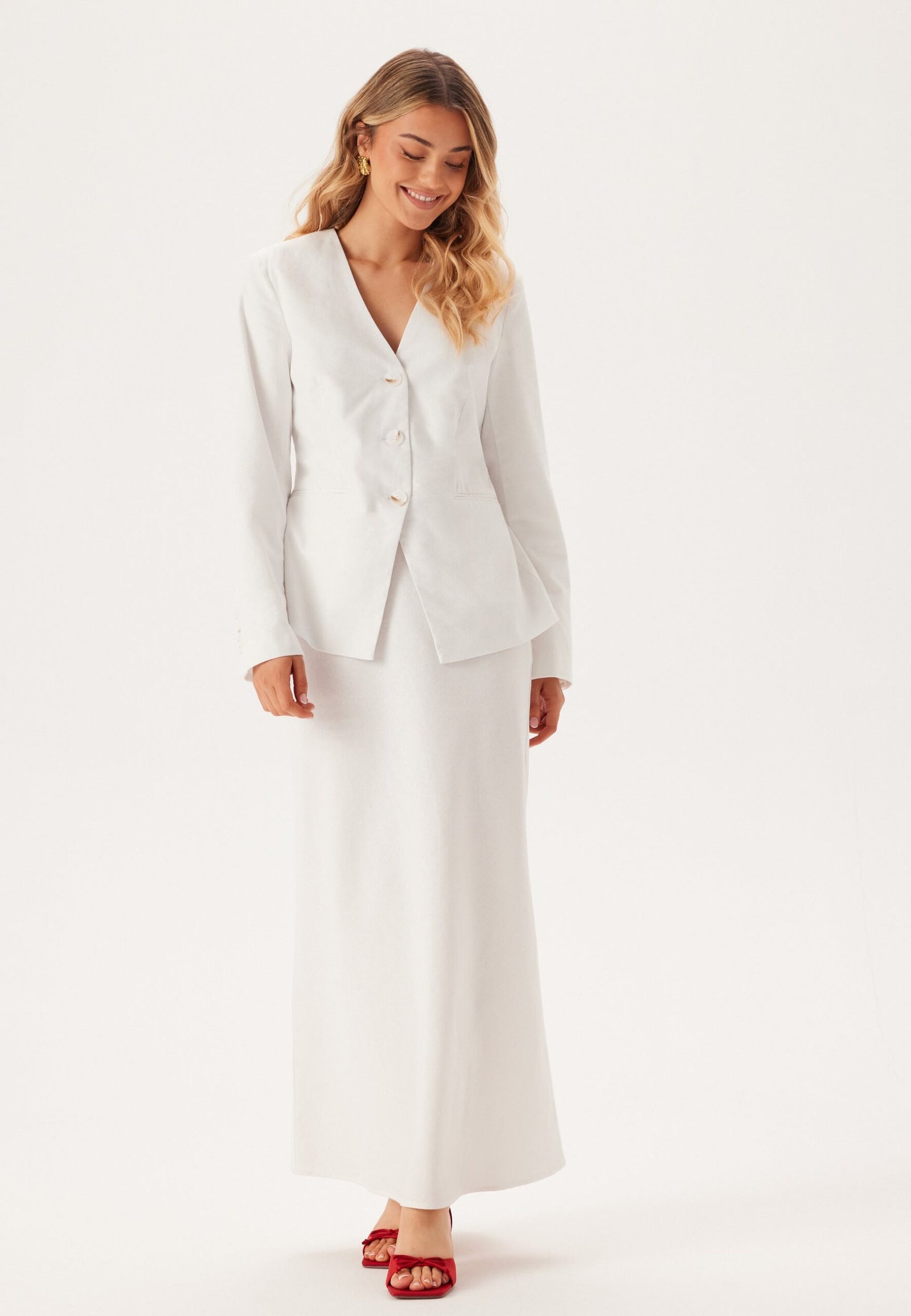 Linen Blend Maxi Skirt