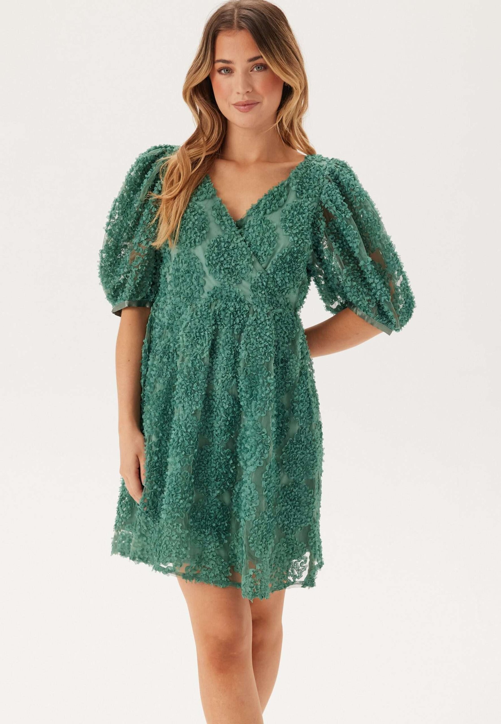 3D Puff Sleeve Dress