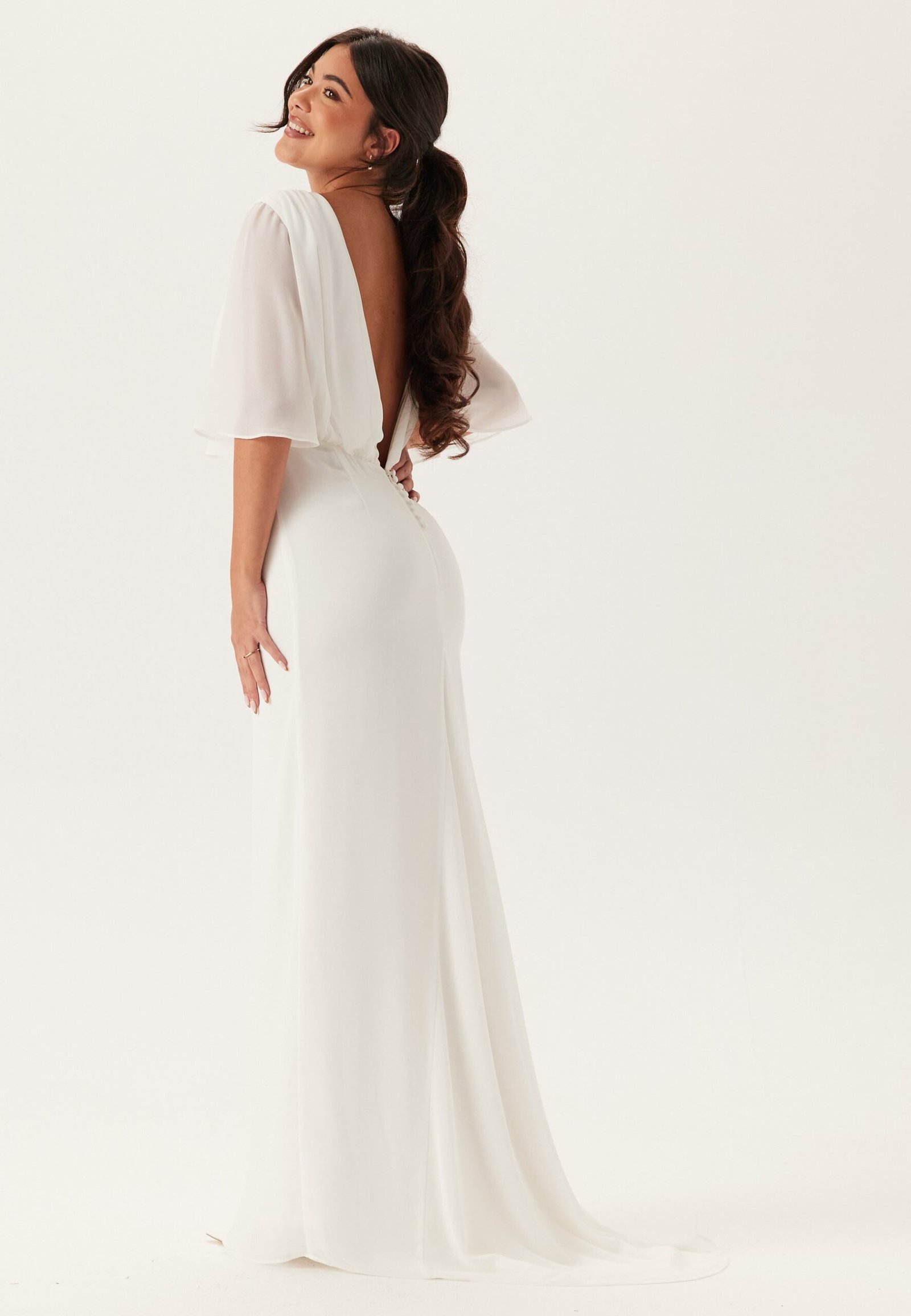 Butterfly Sleeve Mermaid Wedding Gown