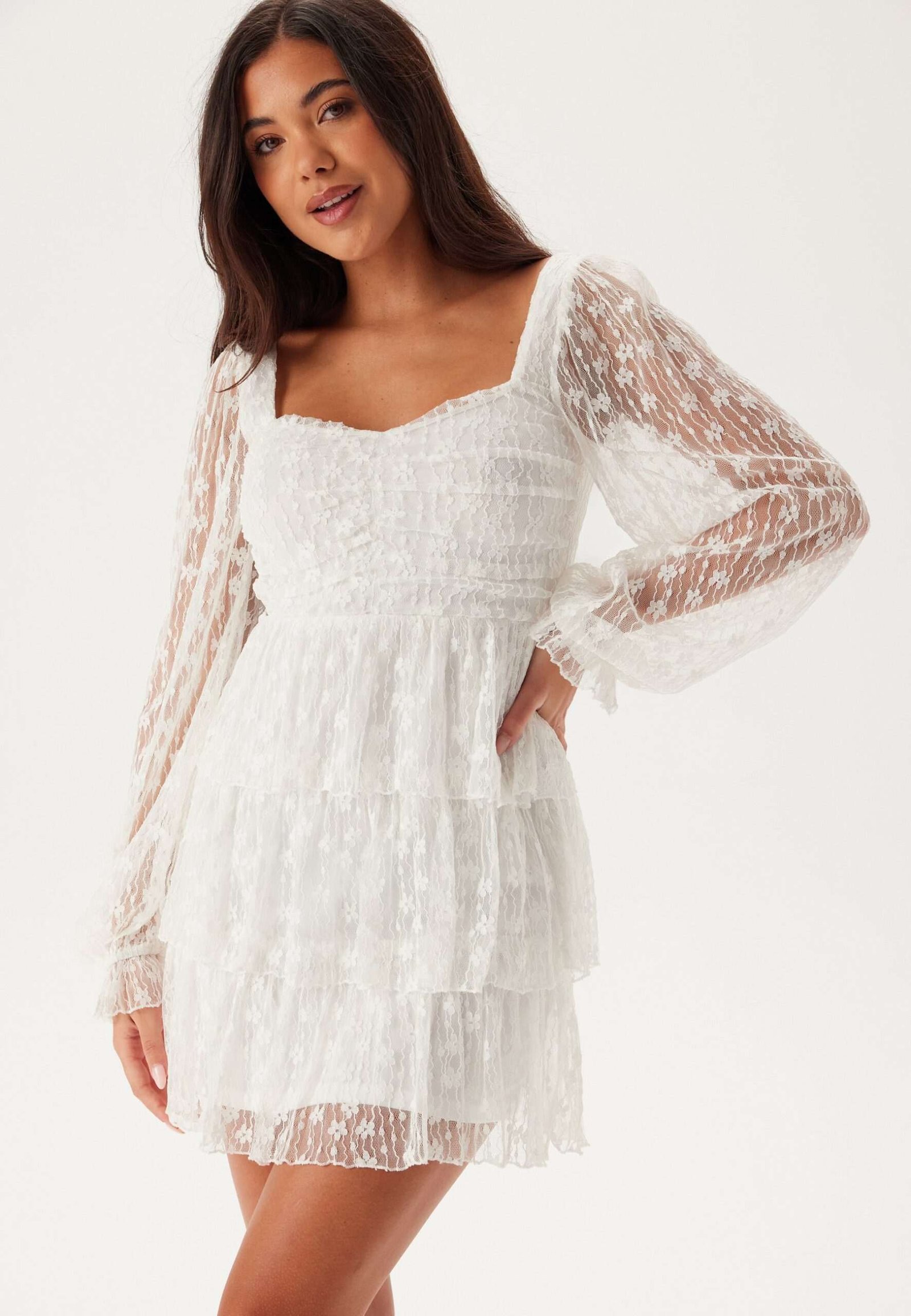 L/S Lace Frill Mini Dress