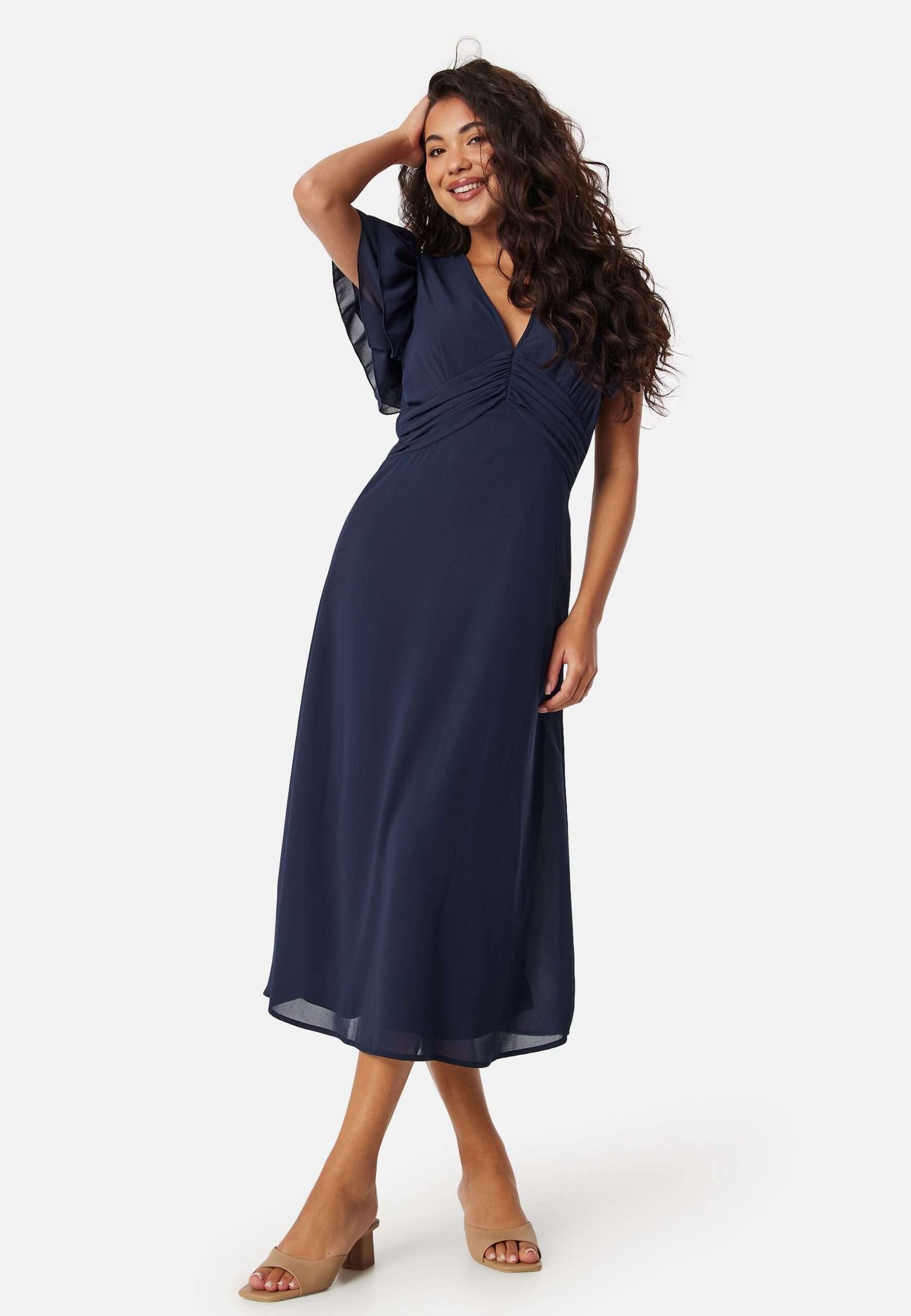 Flounce Sleeve Chiffon Dress