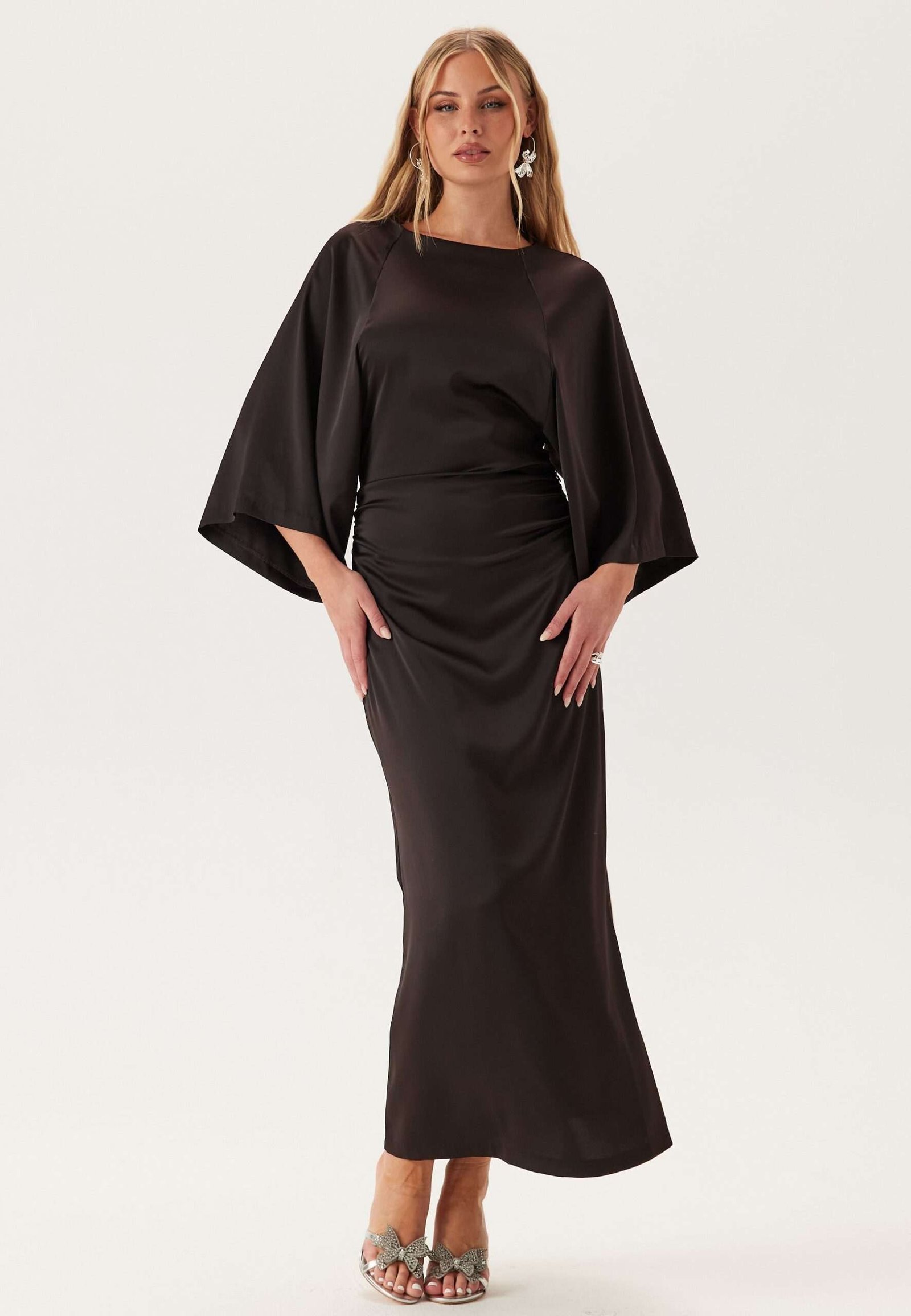 Wide Sleeve Satin Ankle Dress