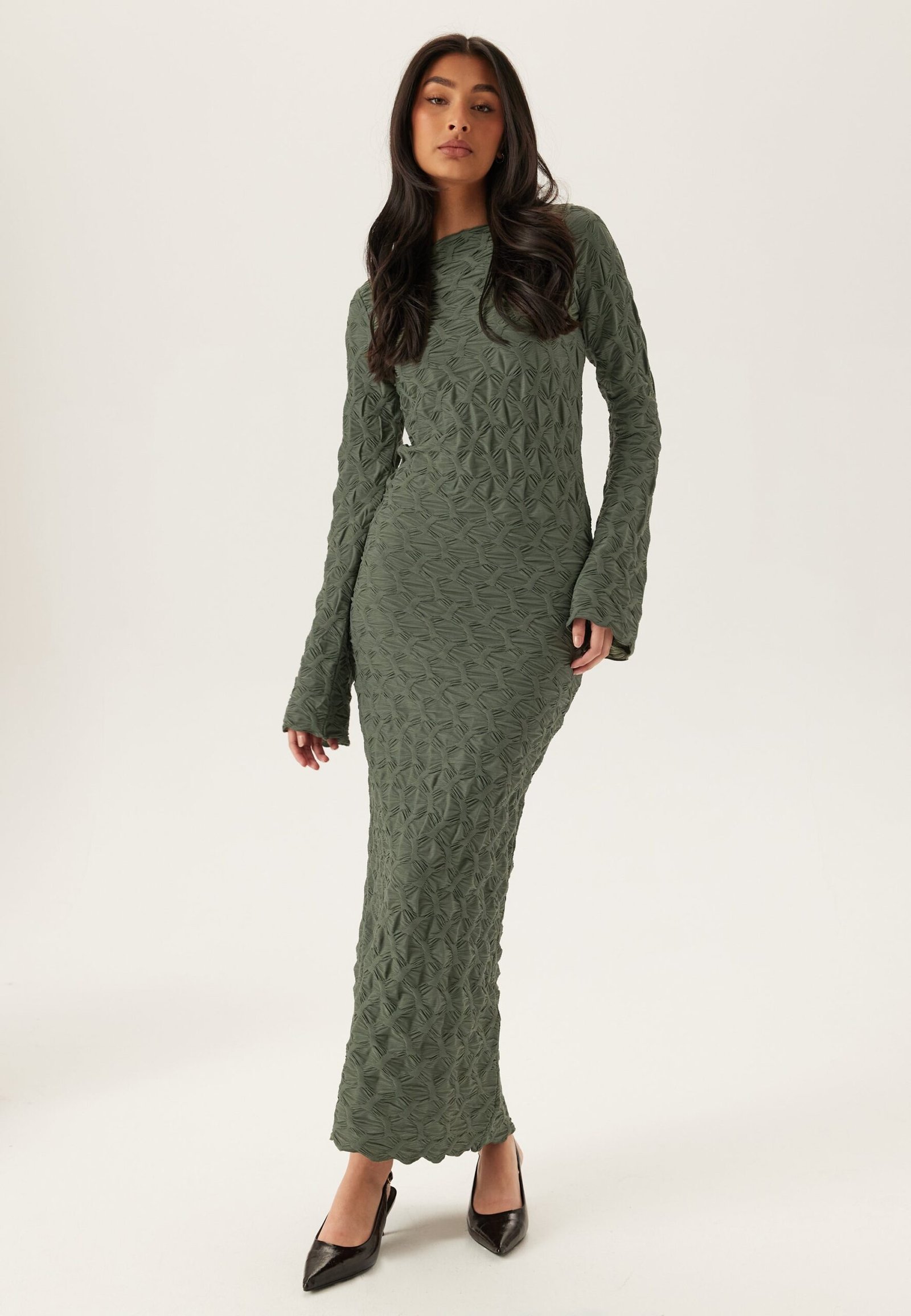 Structure Long Sleeve Midi Dress