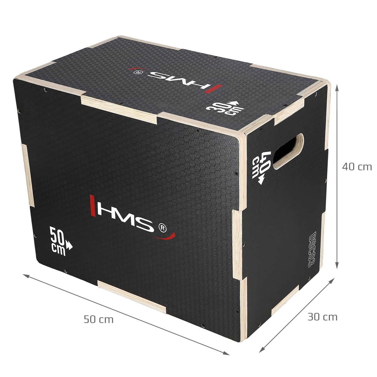Musta puinen hyppyboxi 50x40x30 cm HMS
