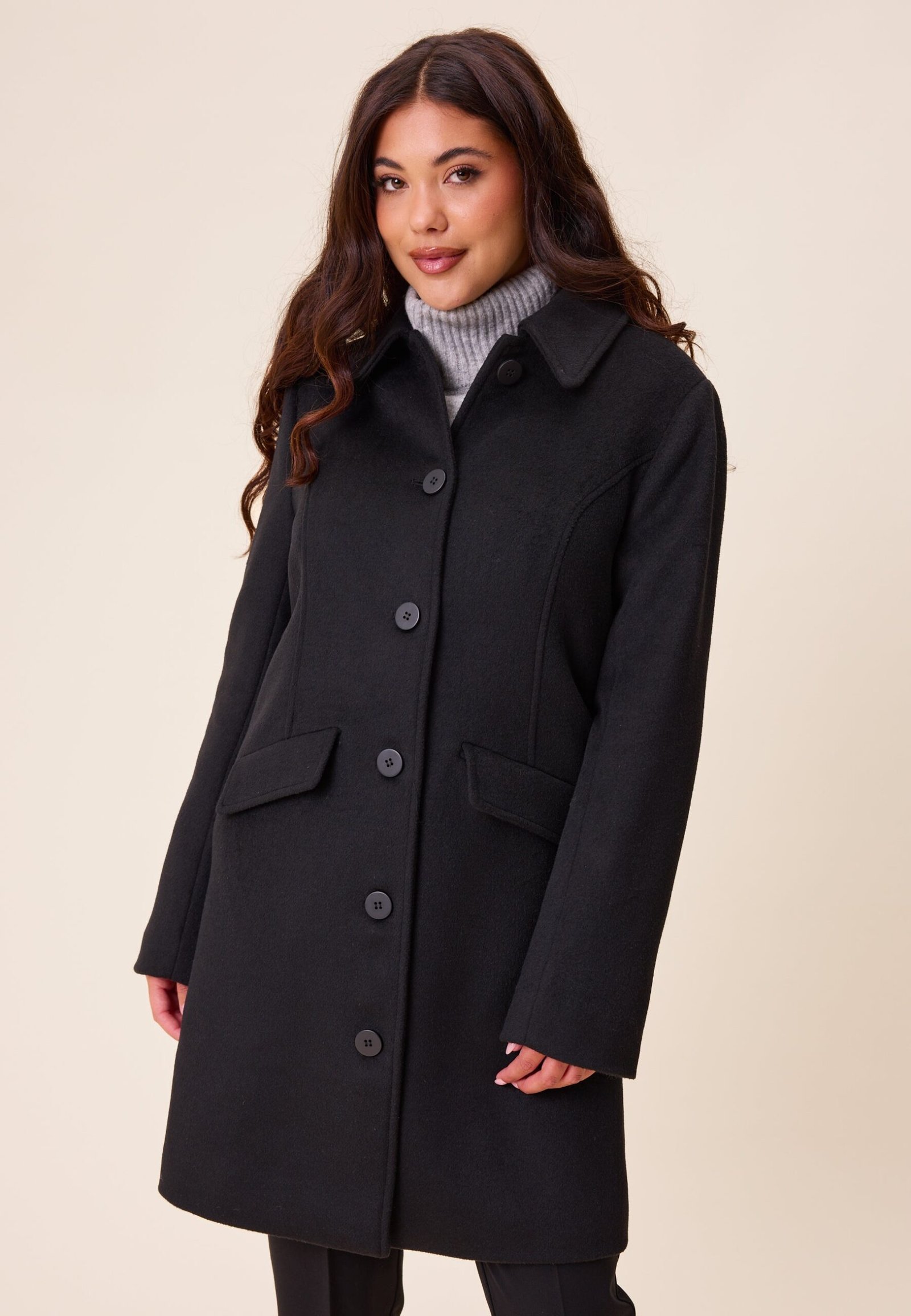 Straight Wool Blend Coat