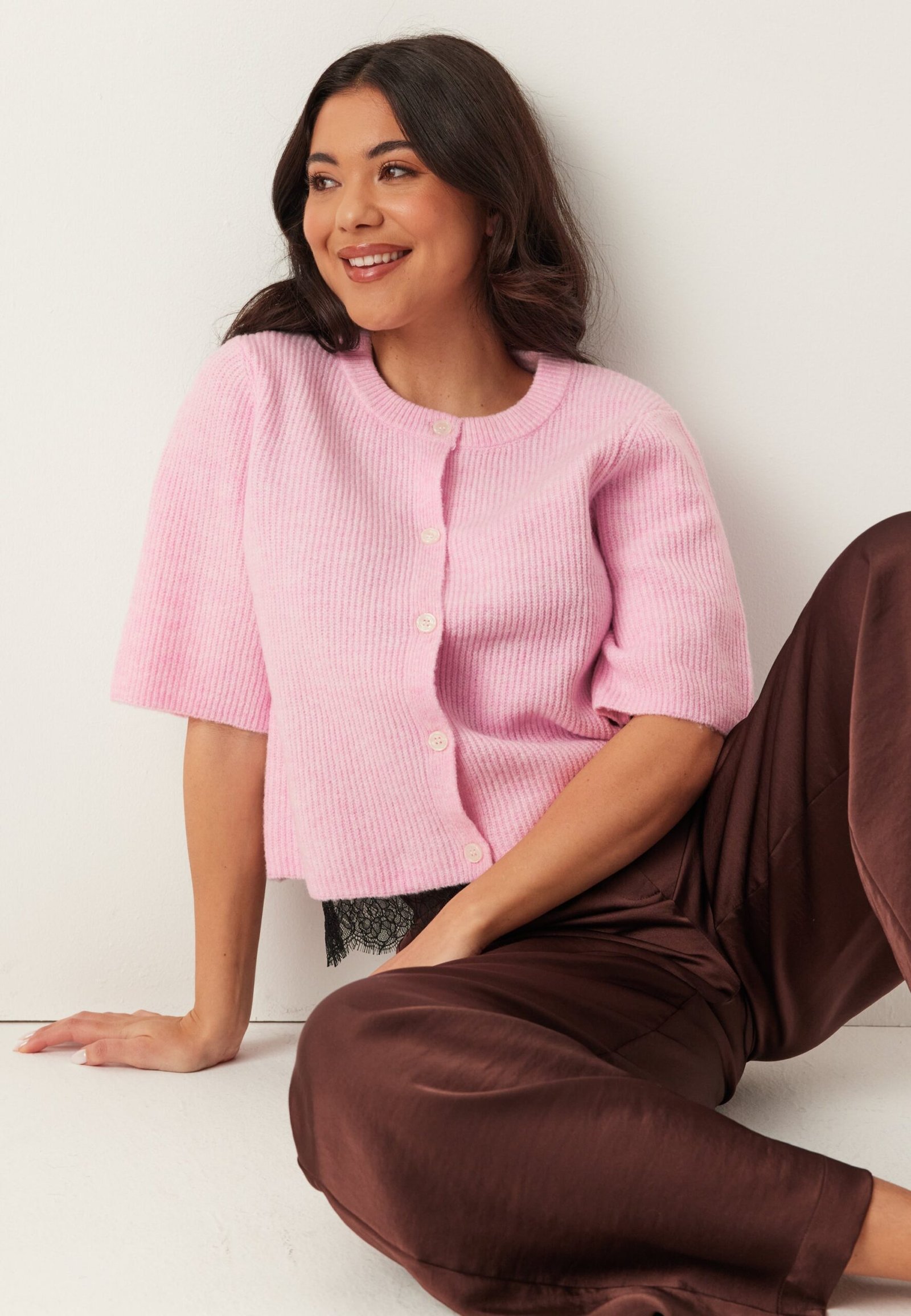 Pcsilly Ss O-neck Knit Cardiga