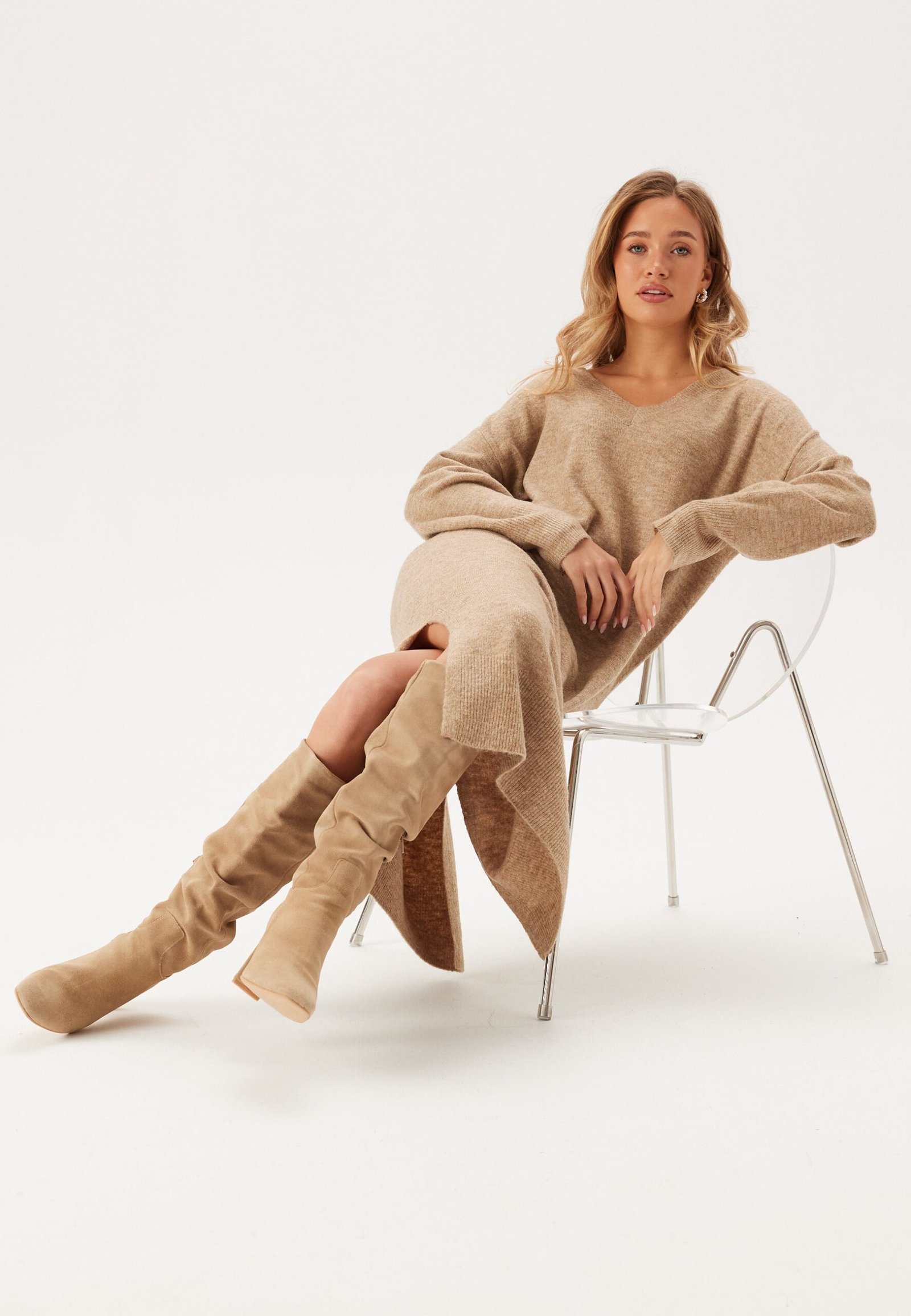 Vmjupiter Ls V-neck Calf Dress