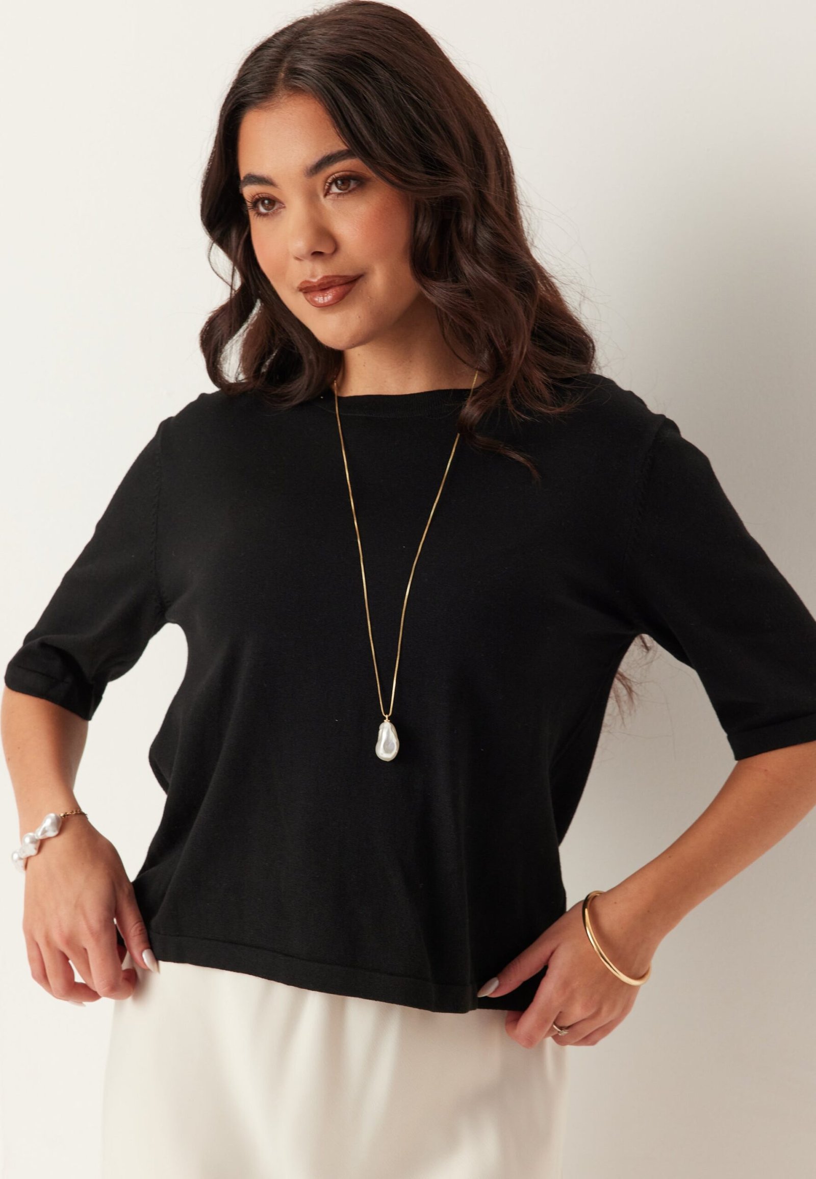 Vimalu O-neck 2/4 KNIT TOP