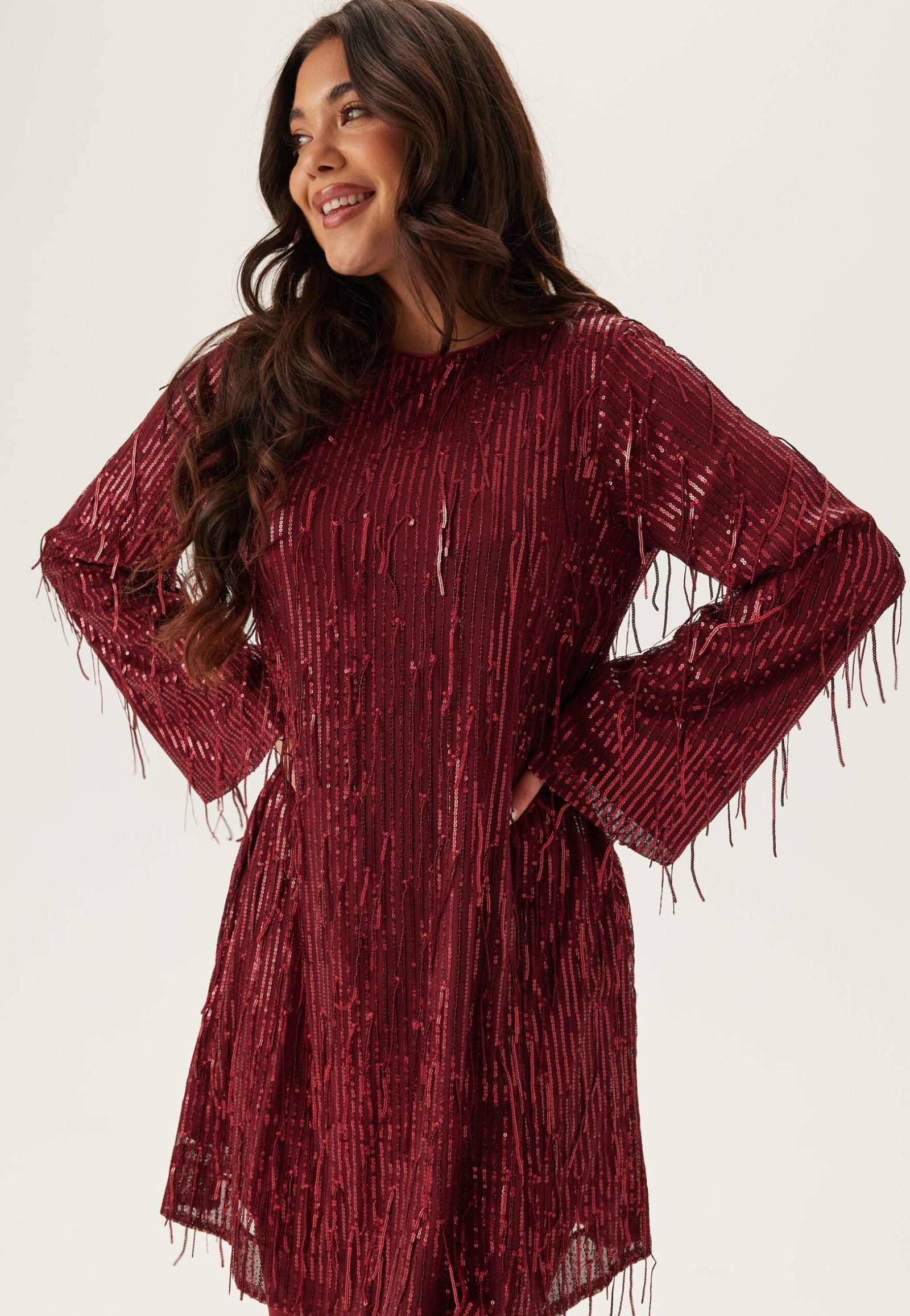 Yaslantra Ls Sequin Fringe Dress