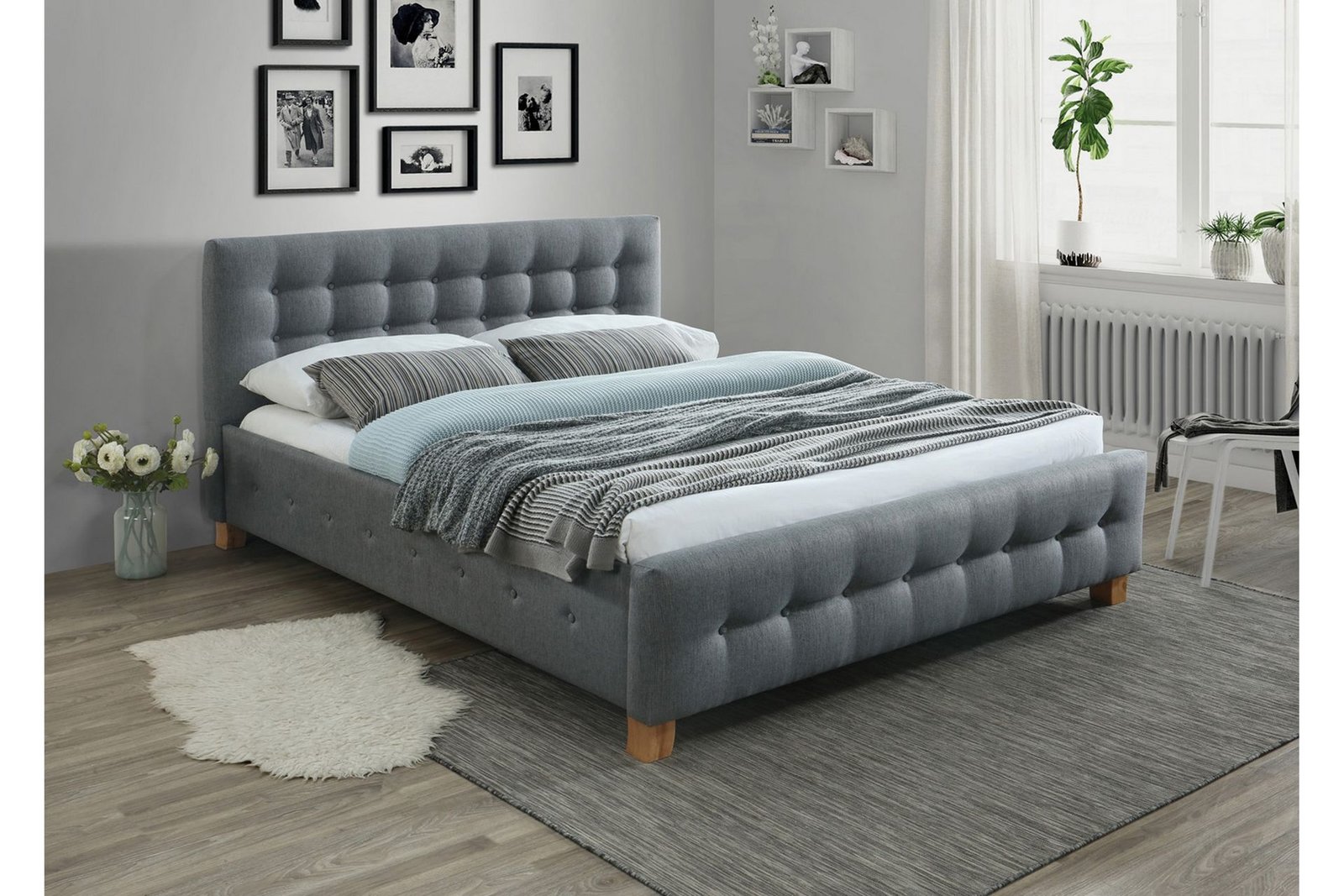 Sängynrunko Potoco 160x200 cm - Harmaa/Puu/Luonnonväri