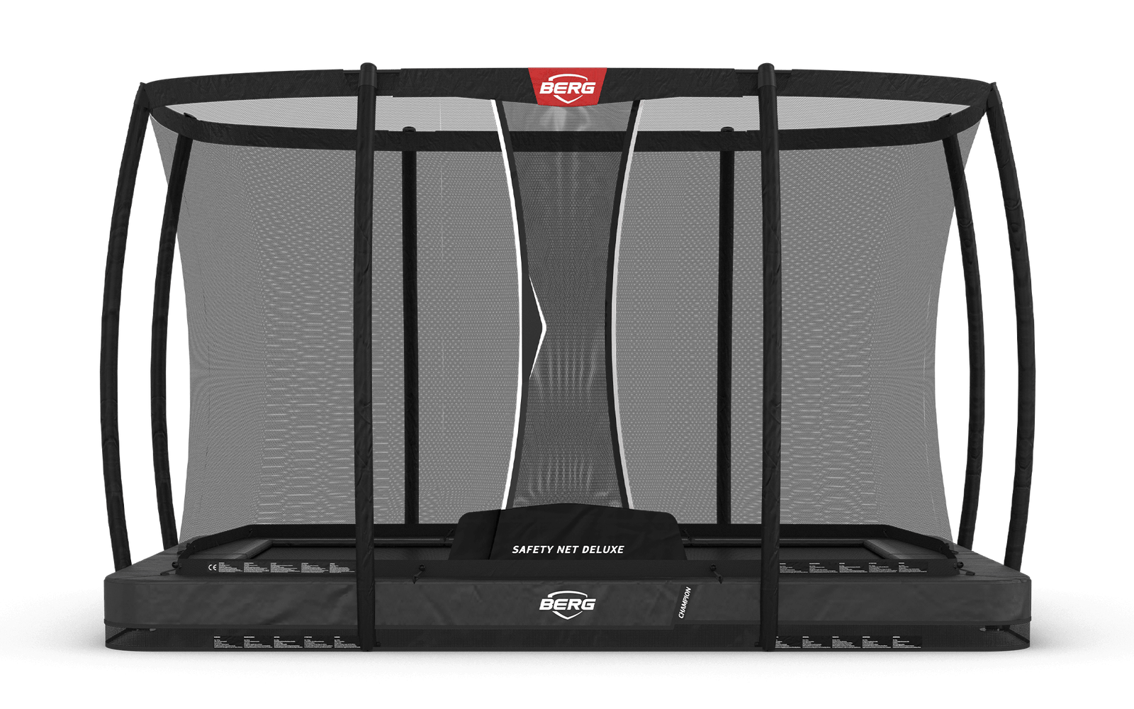 BERG Ultim Champion InGround 330 Harmaa + Safety Net Deluxe - Trampoliini Suorakulmainen - 330 x 220 cm