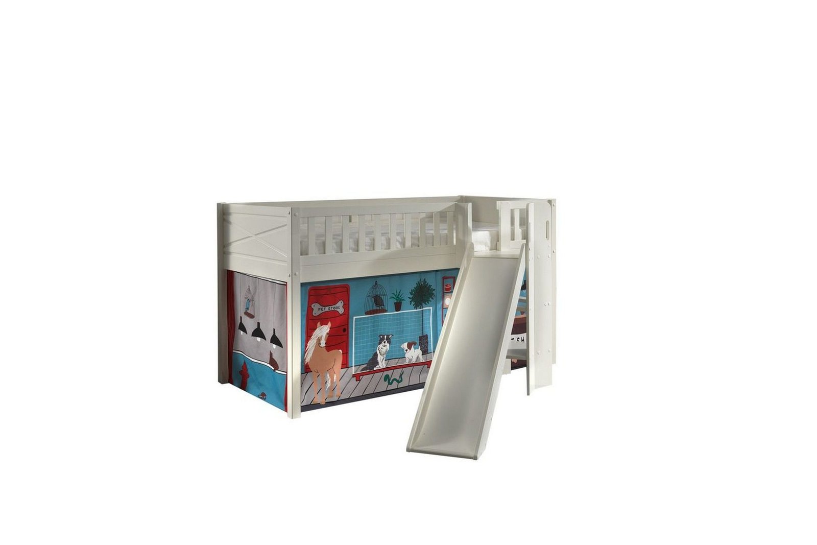 Parvisänky liukumäellä ja yhteensopiva tekstiilisetti (leikkiverho) Scott Lemmikkikauppa - Lemmikkikauppa