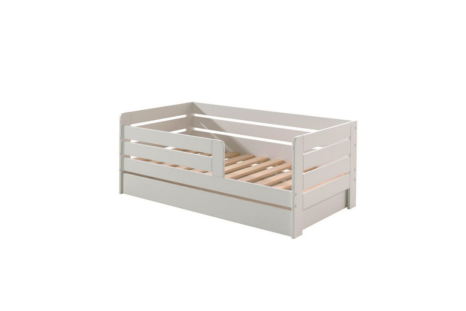 Juniorisänky kaiteilla ja laatikolla Lastensänky Valkoinen - Valkoinen