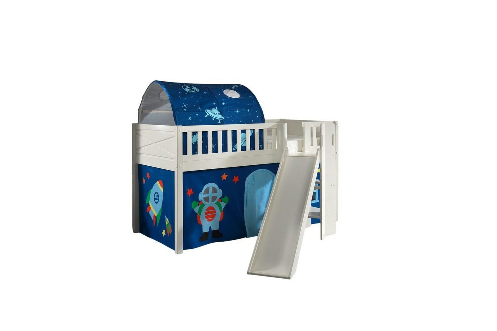 Parvisänky liukumäellä ja yhteensopiva tekstiilisetti (leikkiverho ja tunneli) Scott Astro - Astro