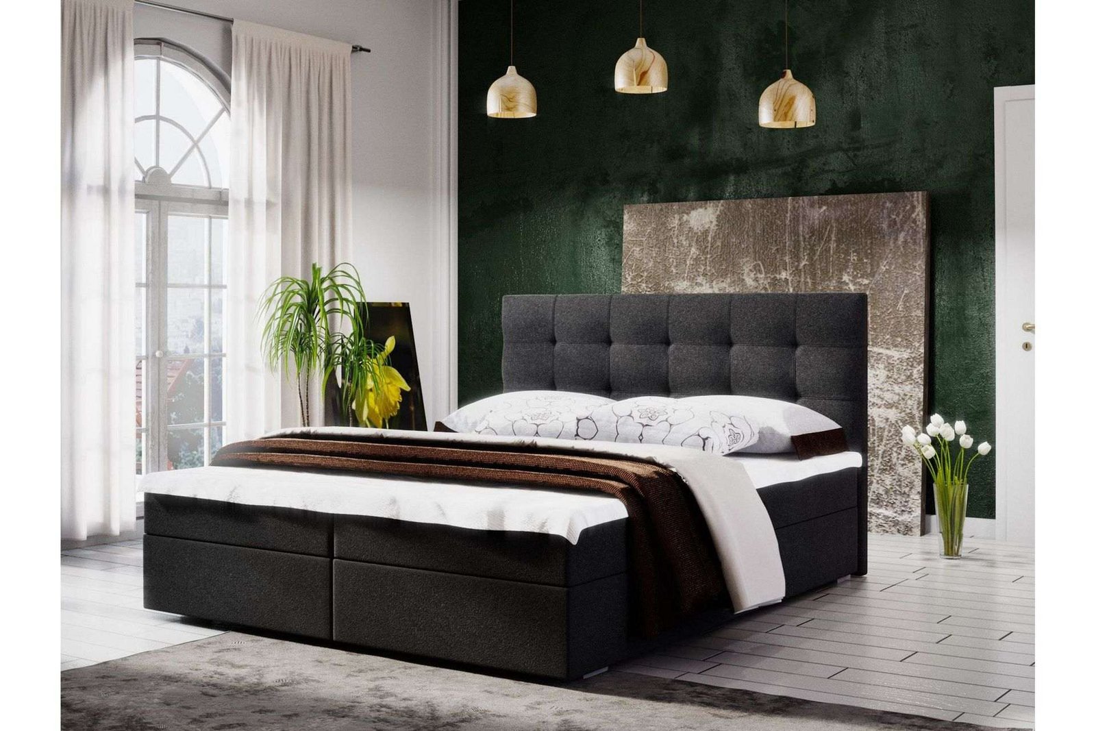 Pääty Fado 180x200 Ruutukuvio Pääty - Tummanharmaa