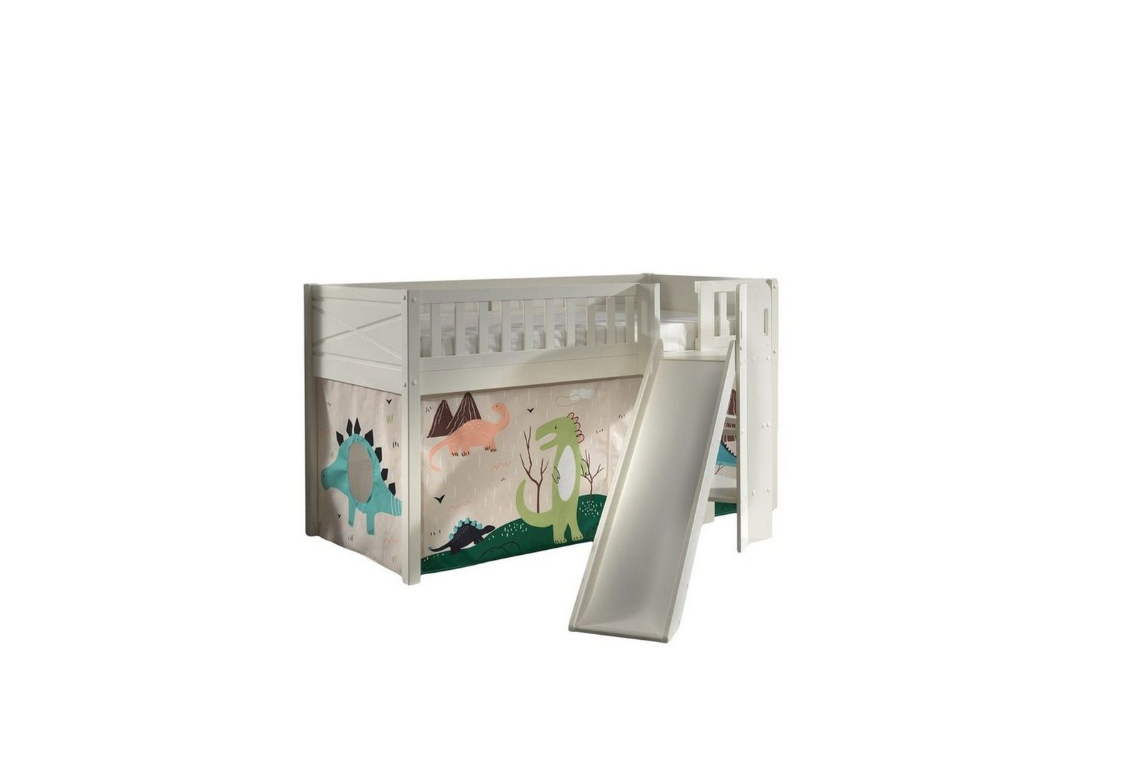 Parvisänky liukumäellä ja yhteensopiva tekstiilisetti (leikkiverho) Scott Dino - Dino