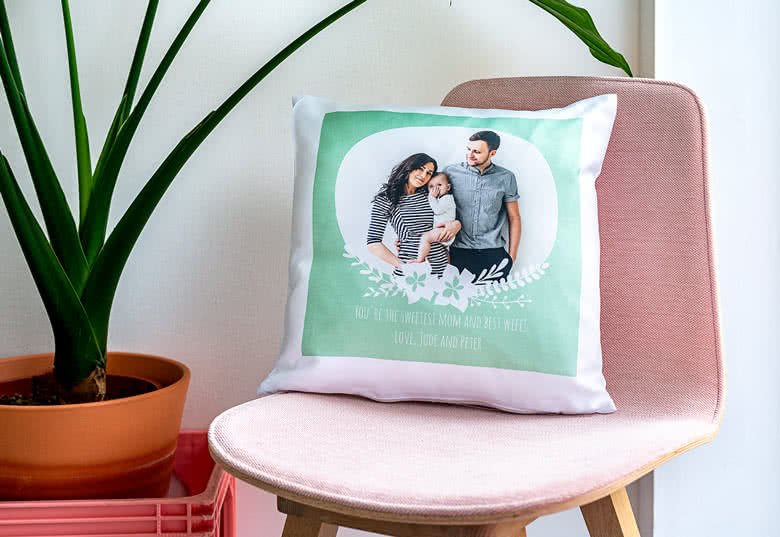 smartphoto Tyynynpäällinen polyesterista sisätyynyllä, Nelikulmio M, painatus edessä