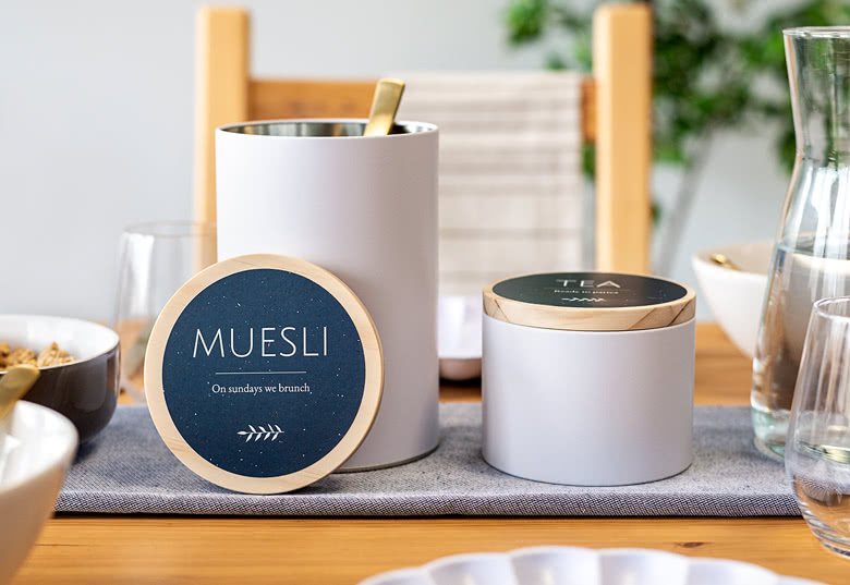 smartphoto Metallipurkit kaiverretulla puukannella (2 kpl setti)