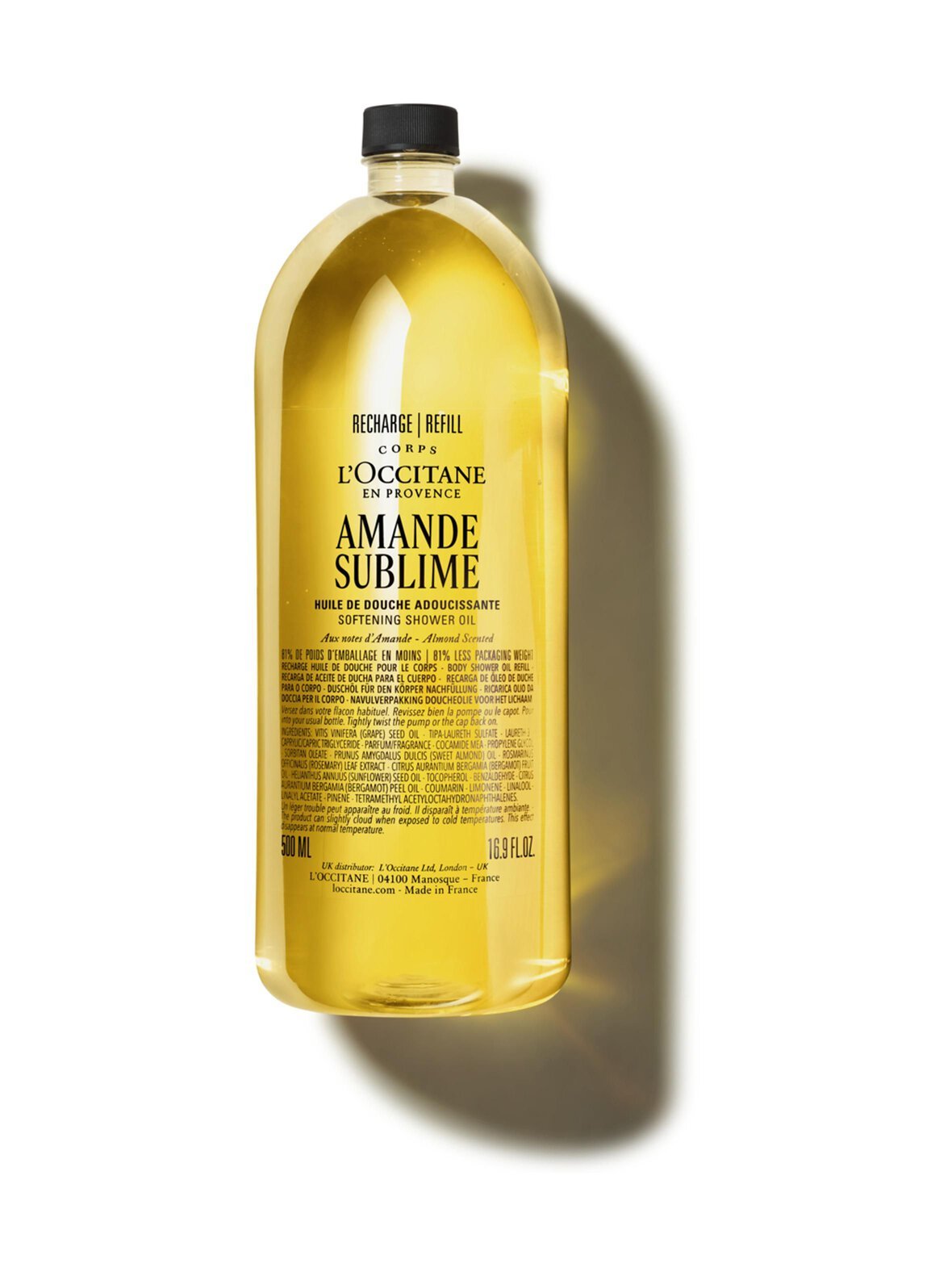 Almond shower oil refill -suihkuöljy, täyttöpakkaus. 500 ml