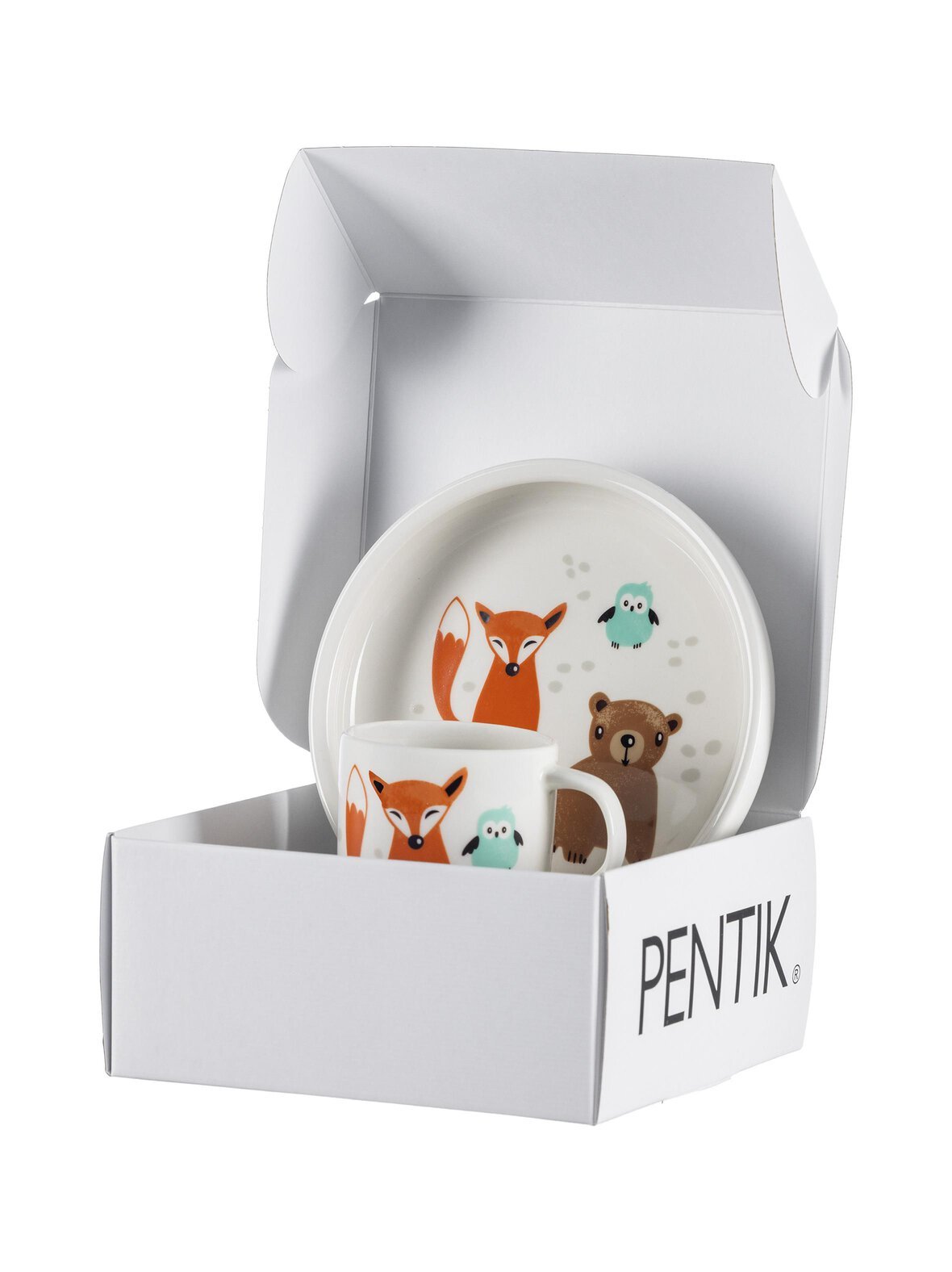 Metsänväki-muki 0,2 l ja lautanen 18 cm