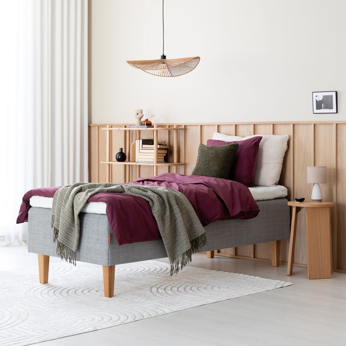 Unia Muoto runkopatjasänky 90x200 cm M harmaa, unia 900 pp, tammi 23 cm