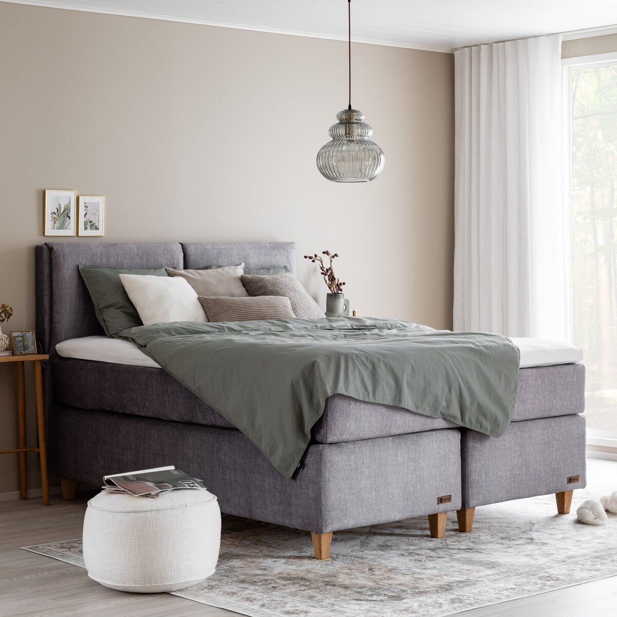 Unia Platina jenkkisänky 160 L luonnonkumi, tammi jalat, harmaa Vogue 14