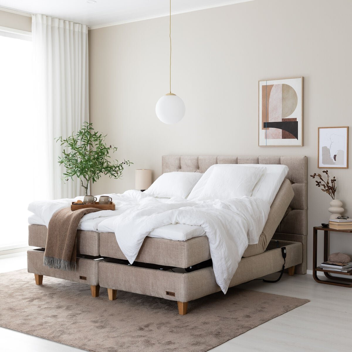 Unia Platina moottorisänky 180 L Stylex, tammi jalat, beige Vogue 02